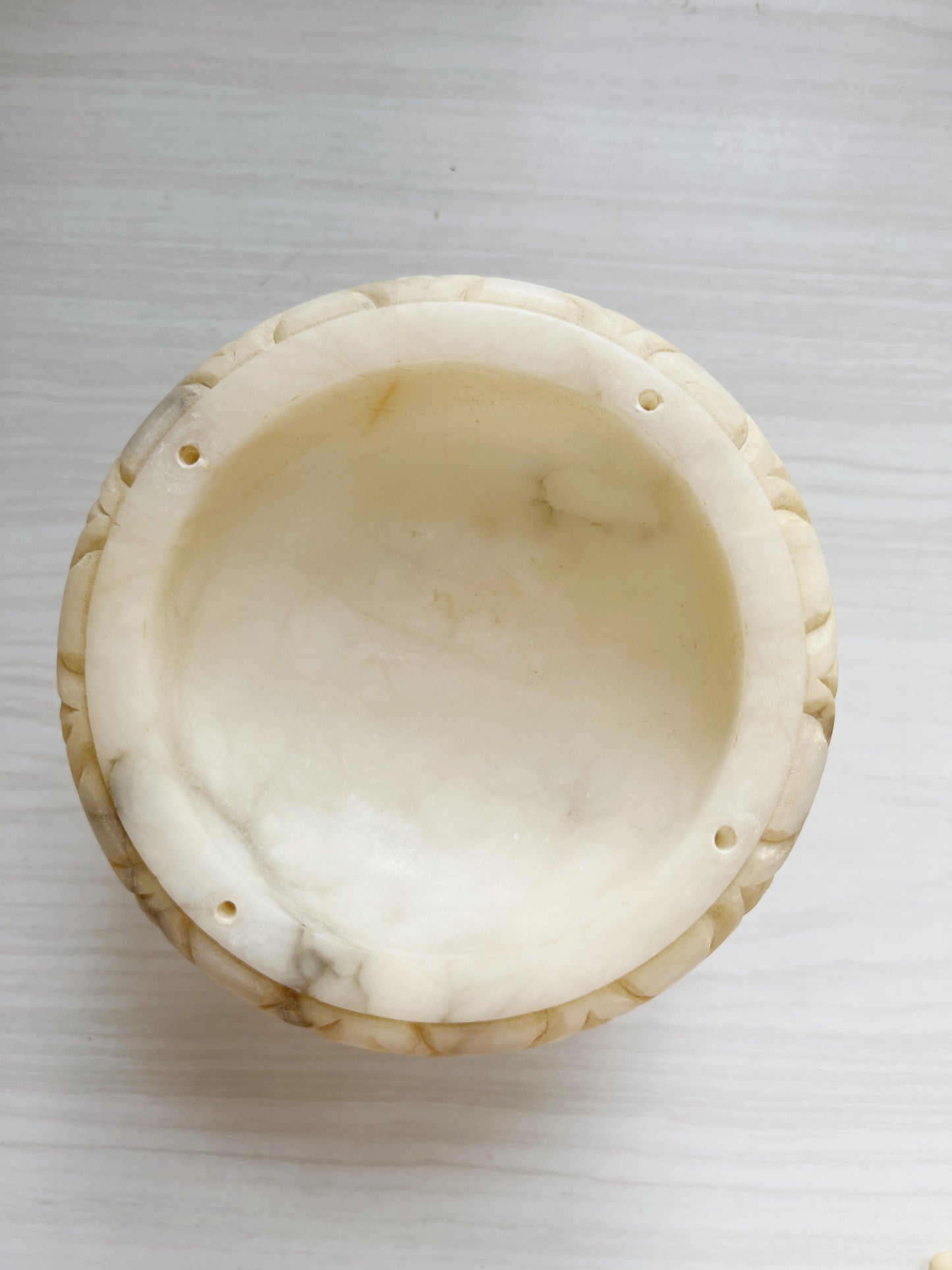 Alabaster Pedestal Dish with Birds