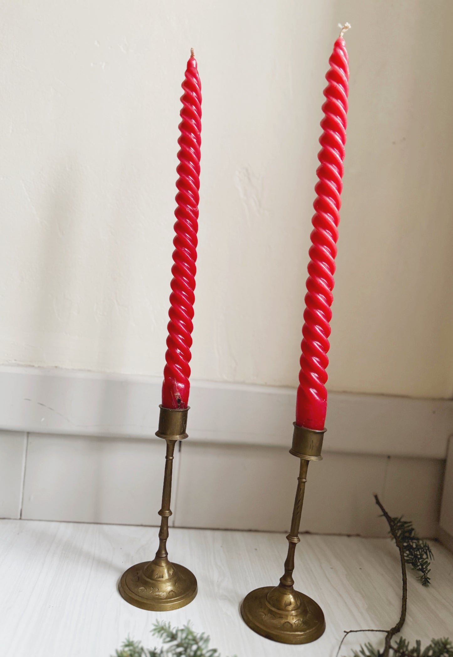 Etched Brass Candlesticks