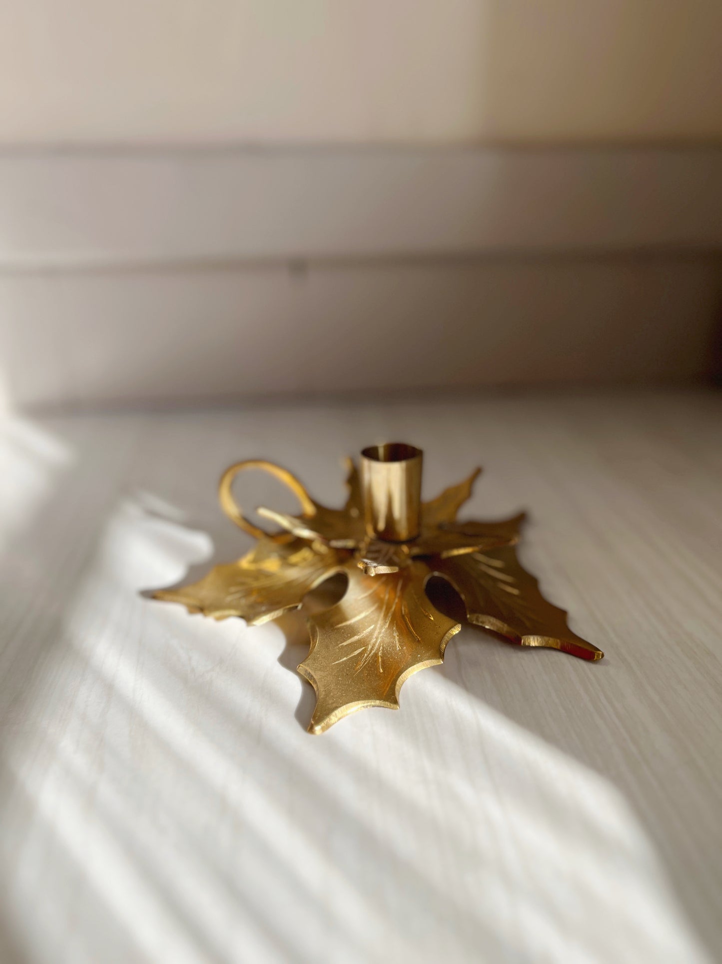 Brass Holly Candleholder