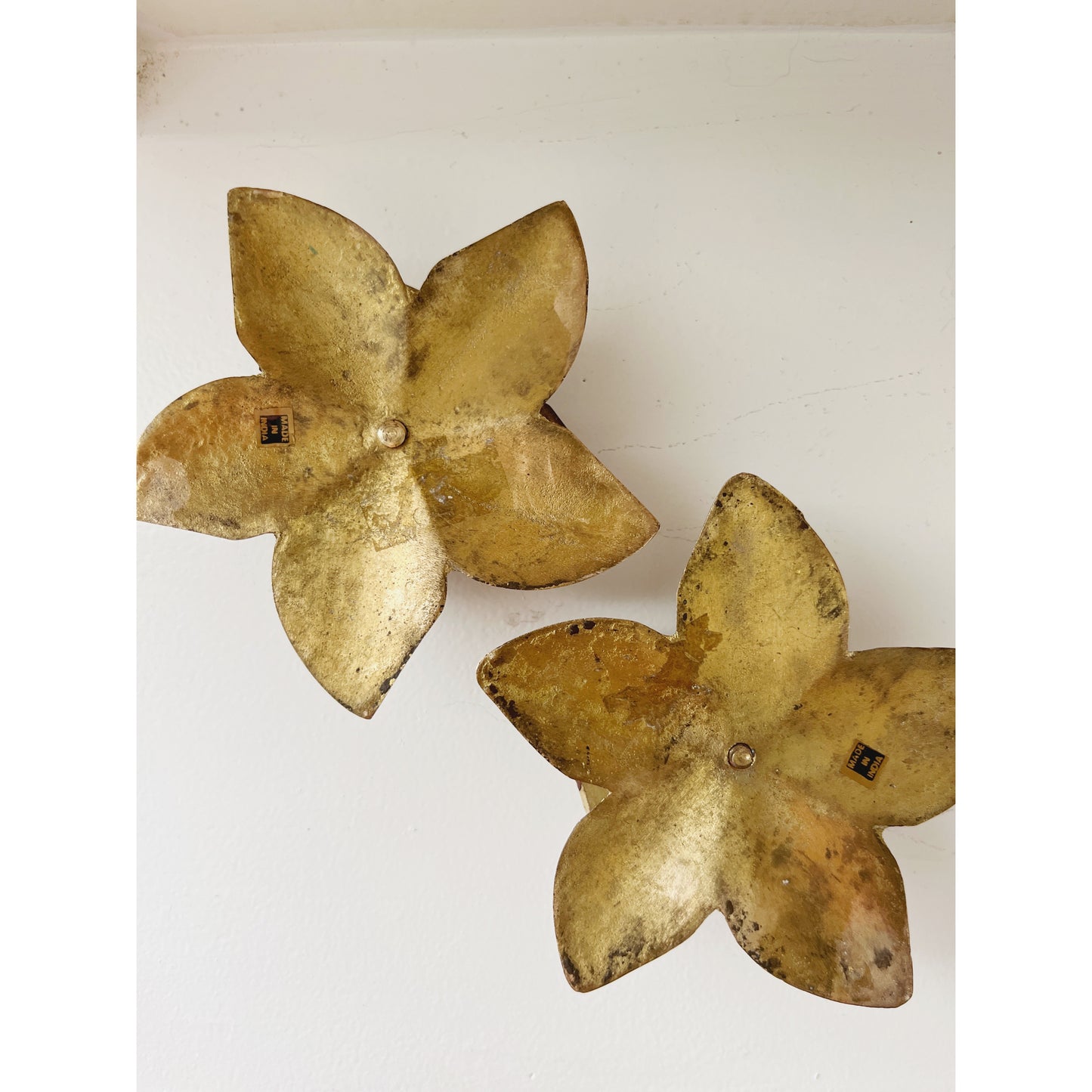 Brass lotus candleholders