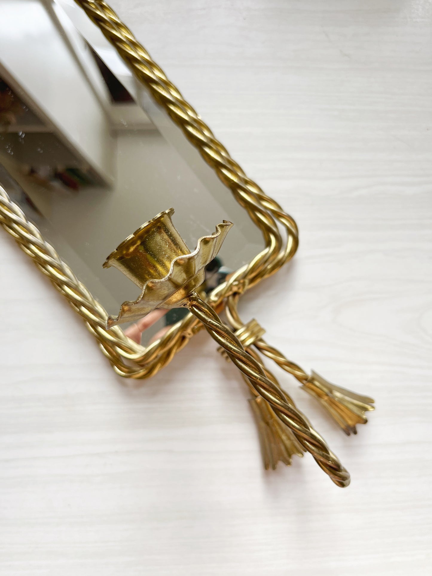 Brass-Framed Candlabra Mirror