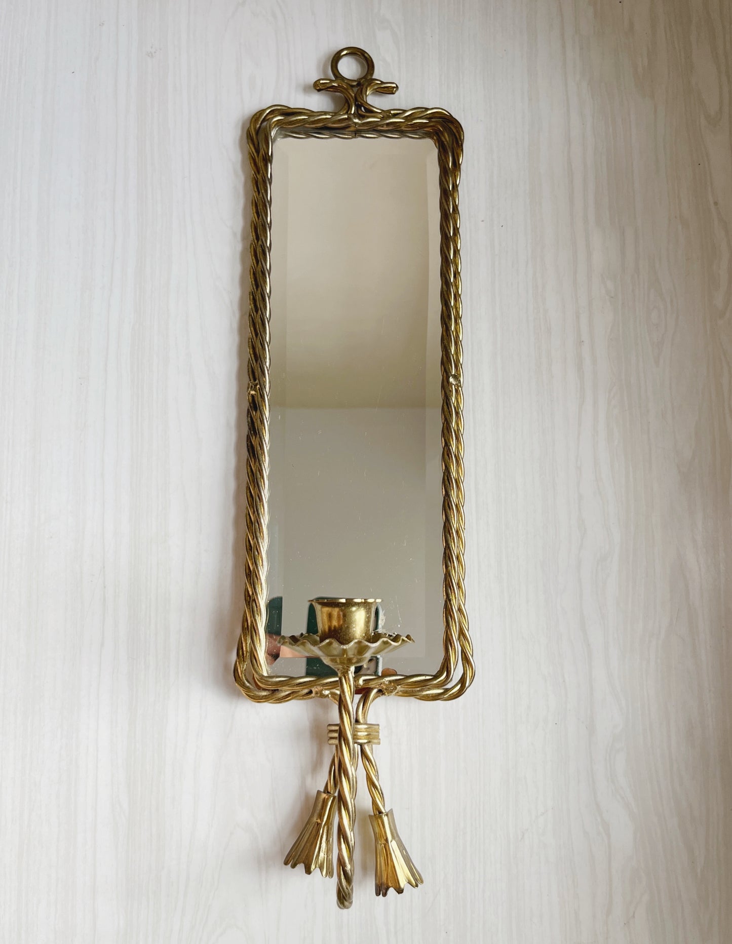 Brass-Framed Candlabra Mirror