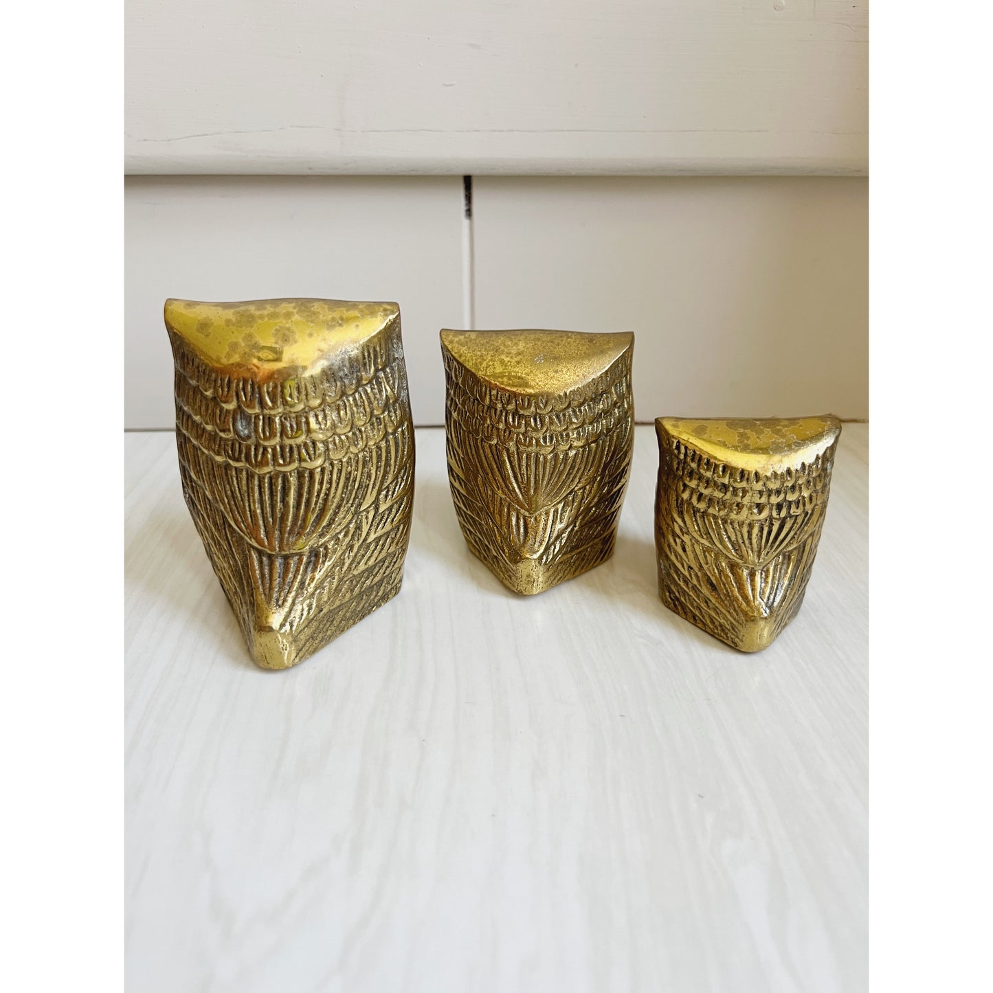 Set of 3 Brass Owls