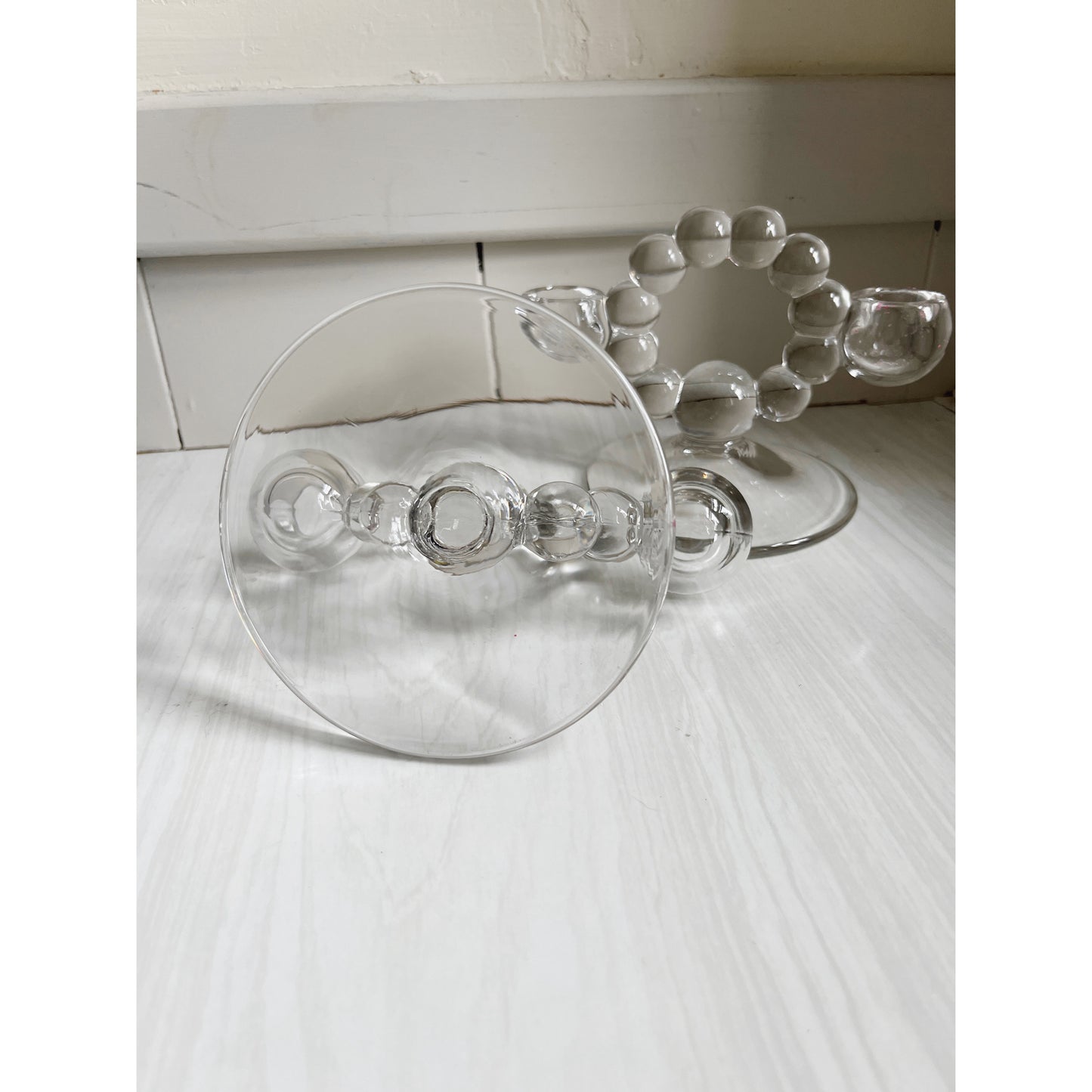Candlewick Bubble Glass Candleholders