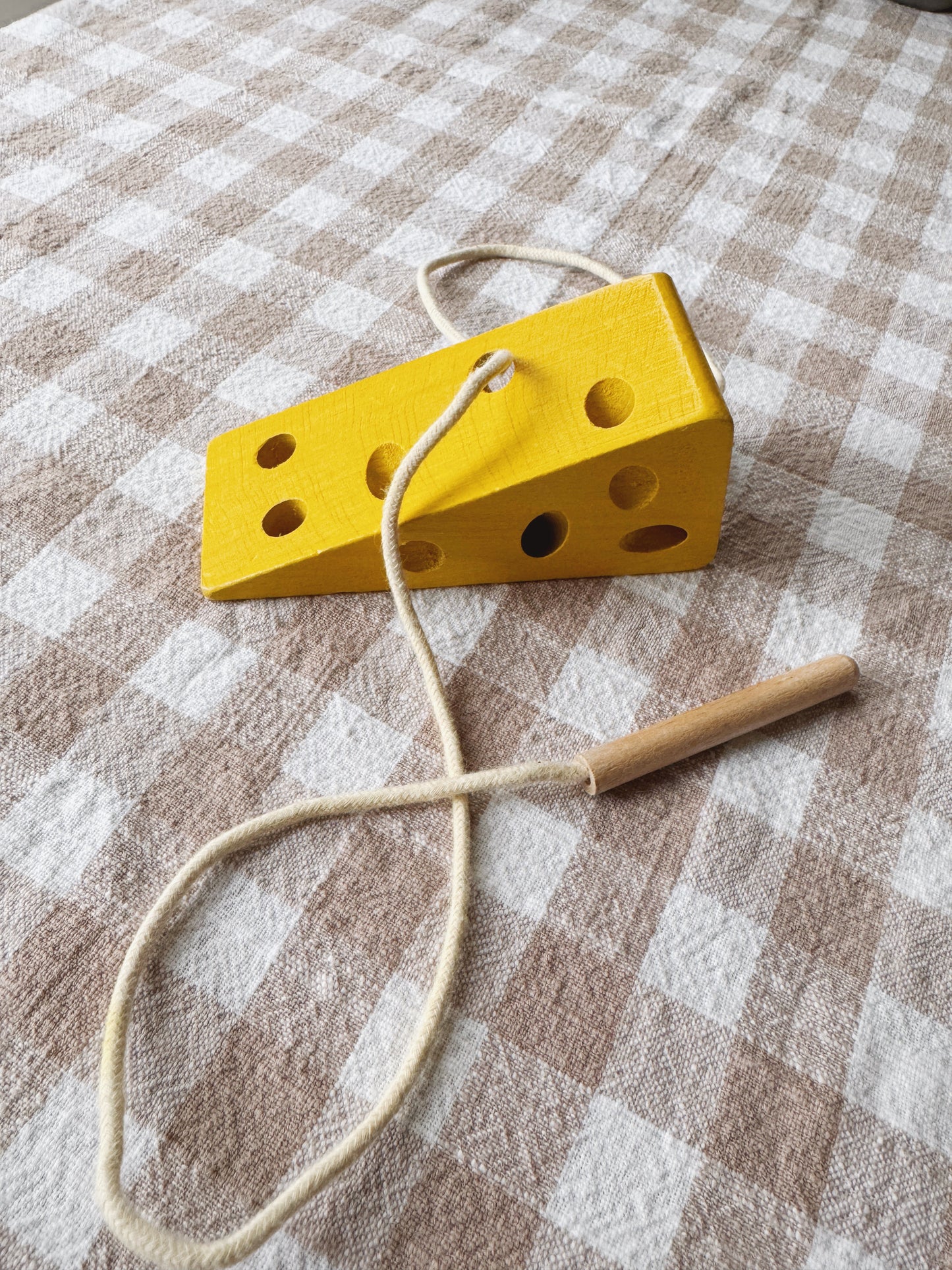 Wooden Cheese Lacing Toy