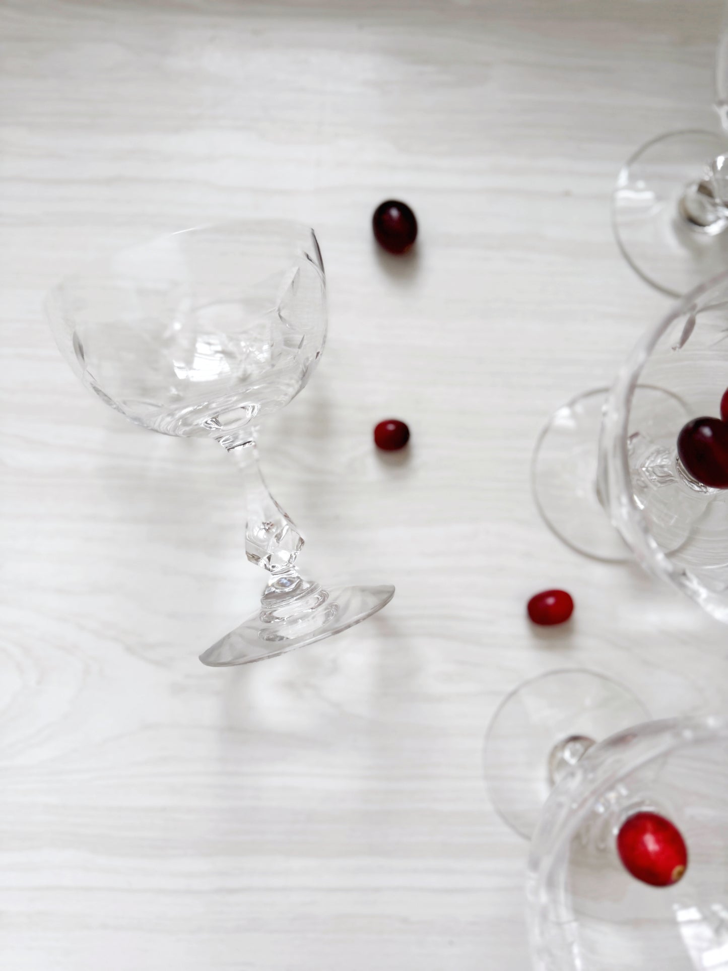 Etched Leaf Crystal Coupes (Set of 8)