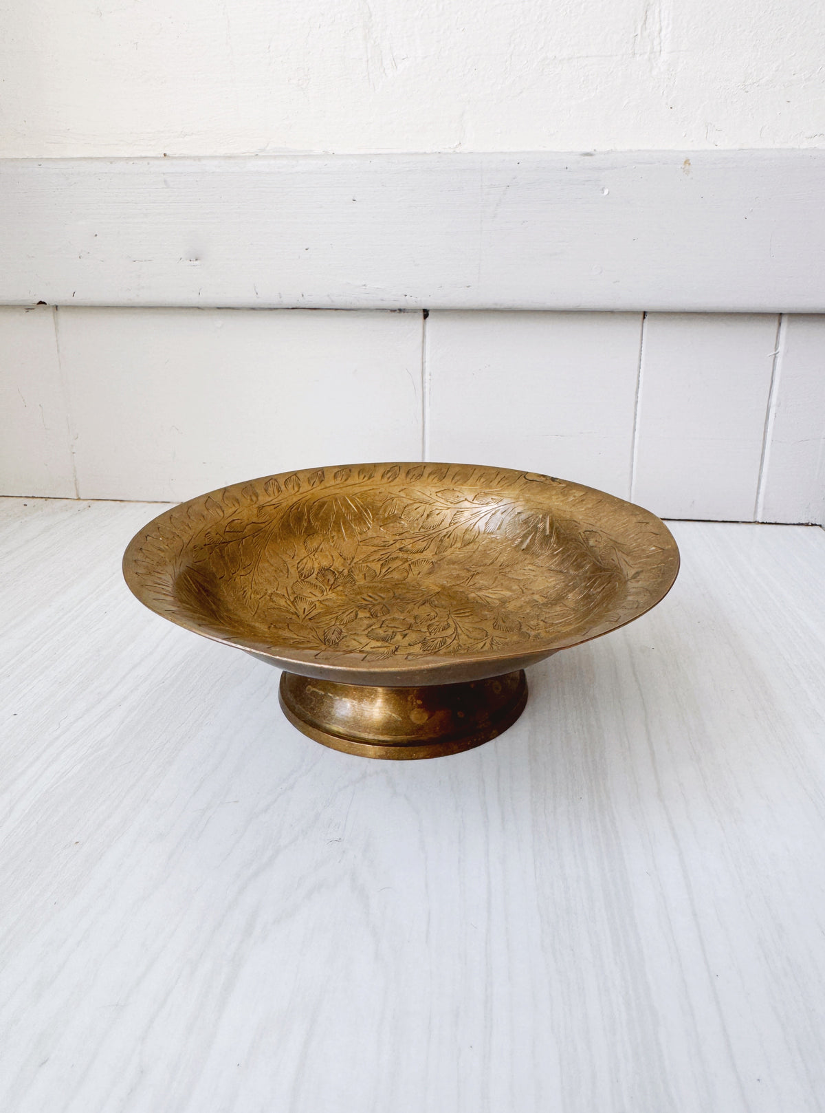 Etched Brass Pedestal Dish