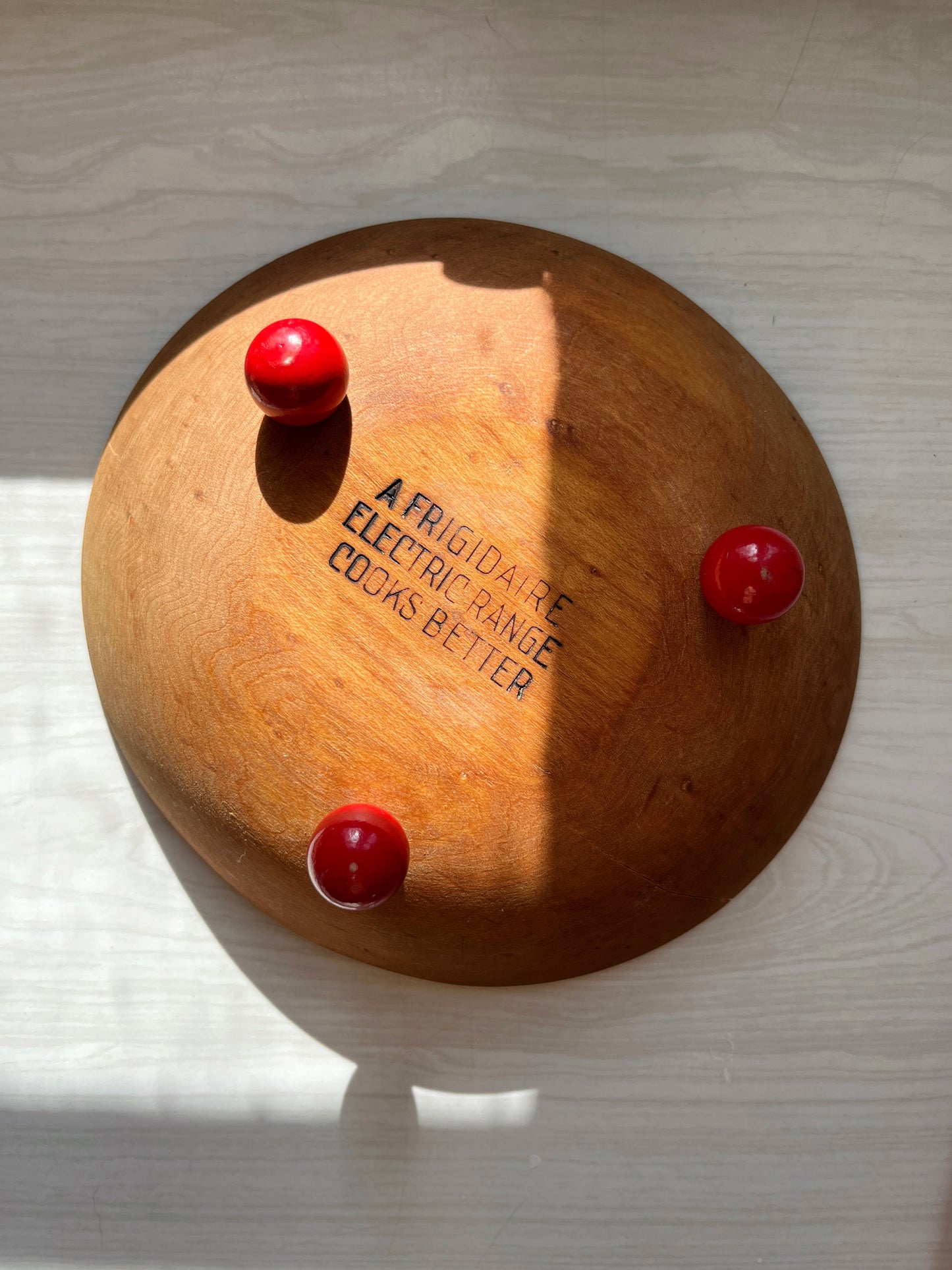 Wooden Bowl with Red Feet