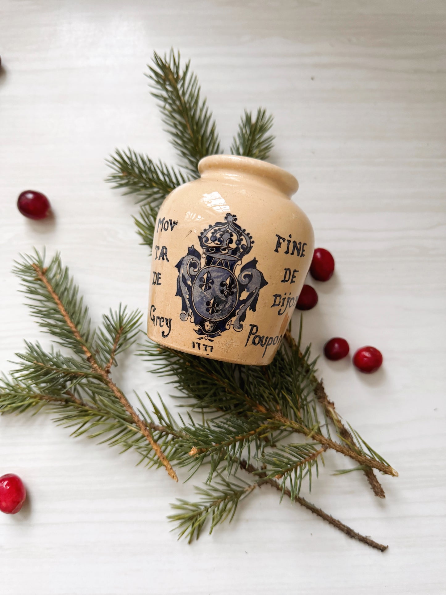 Vintage French Ceramic Grey Poupon Jar