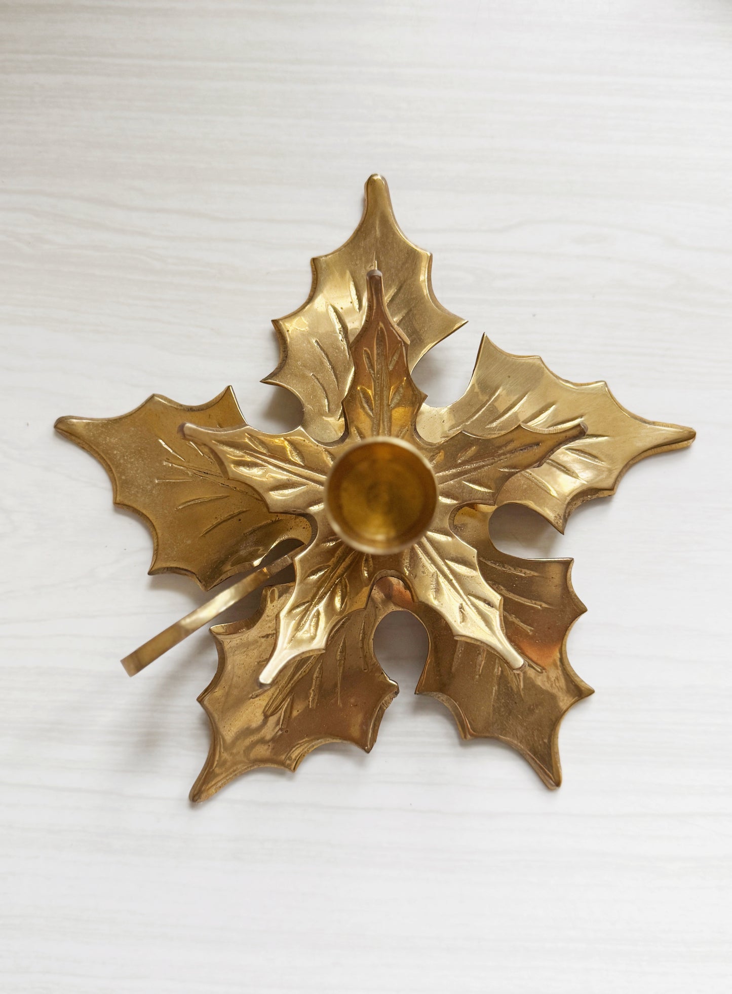 Brass Holly Candleholder