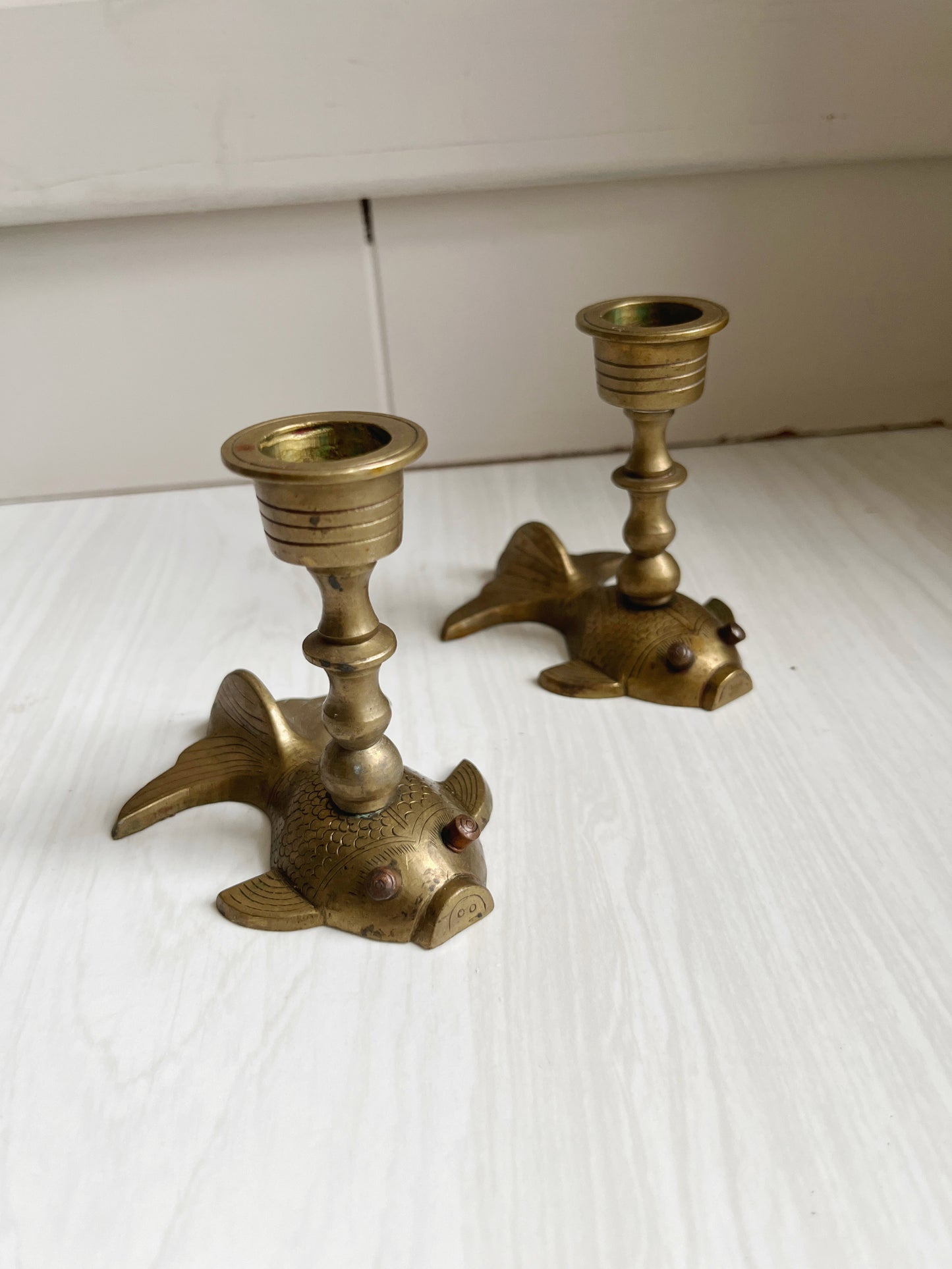 Brass Koi Candle Holders