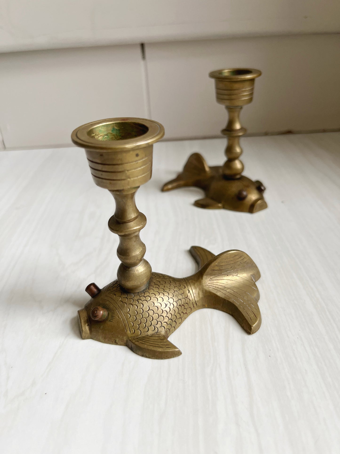 Brass Koi Candle Holders