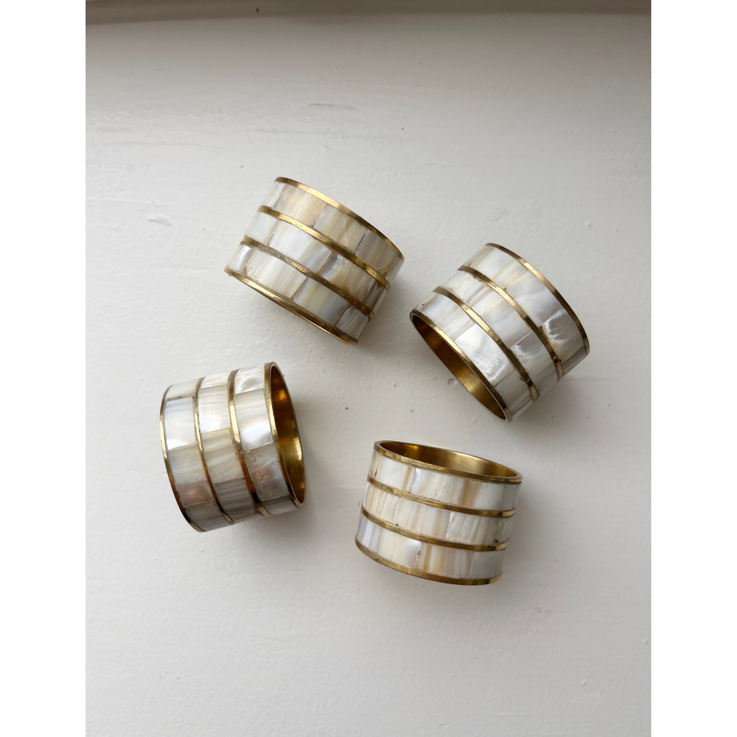 Mother-of-Pearl & Brass Napkin Rings