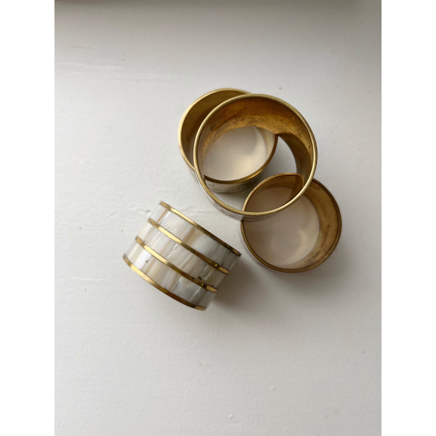Mother-of-Pearl & Brass Napkin Rings