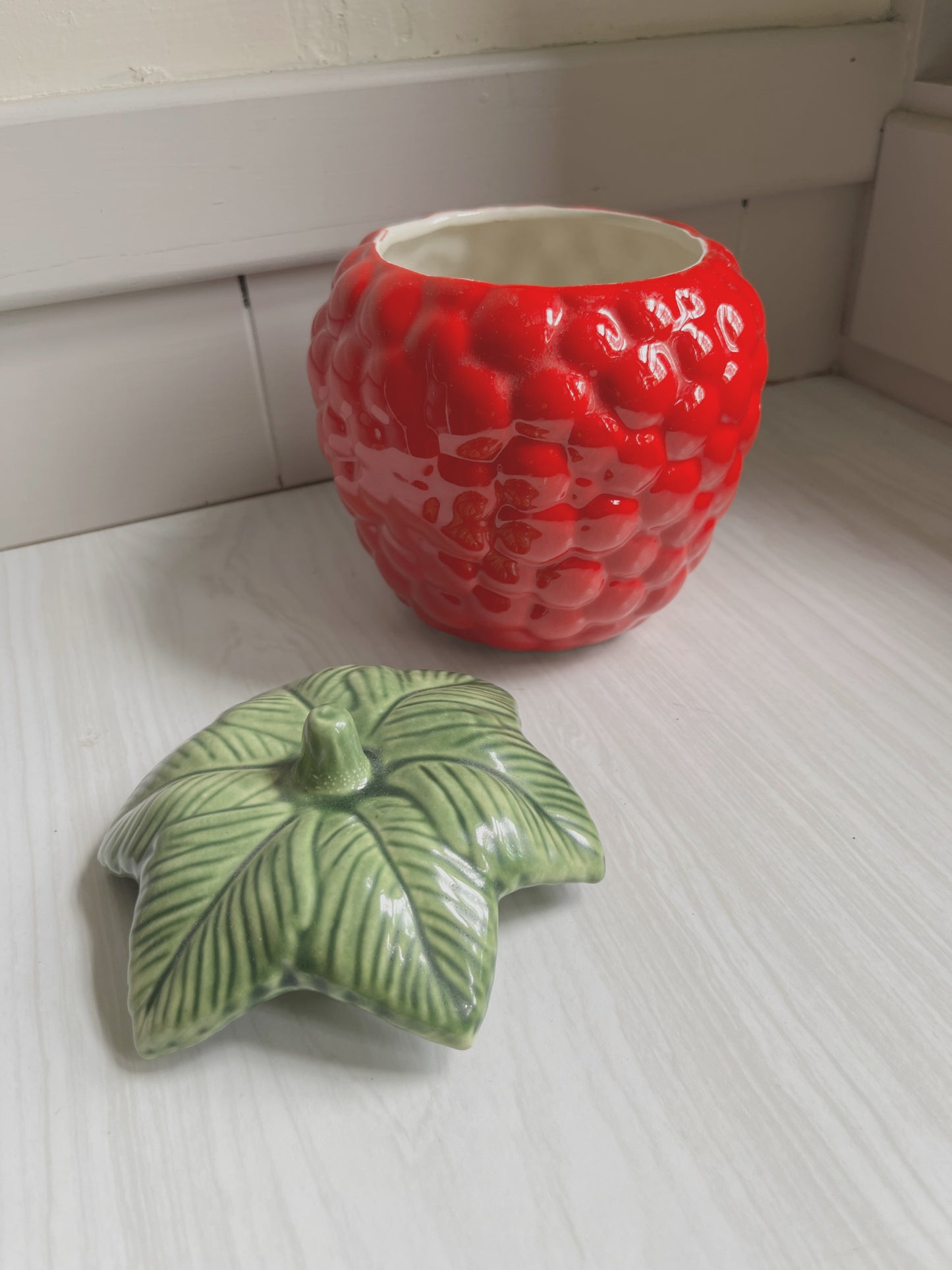 Ceramic Raspberry Lidded Container