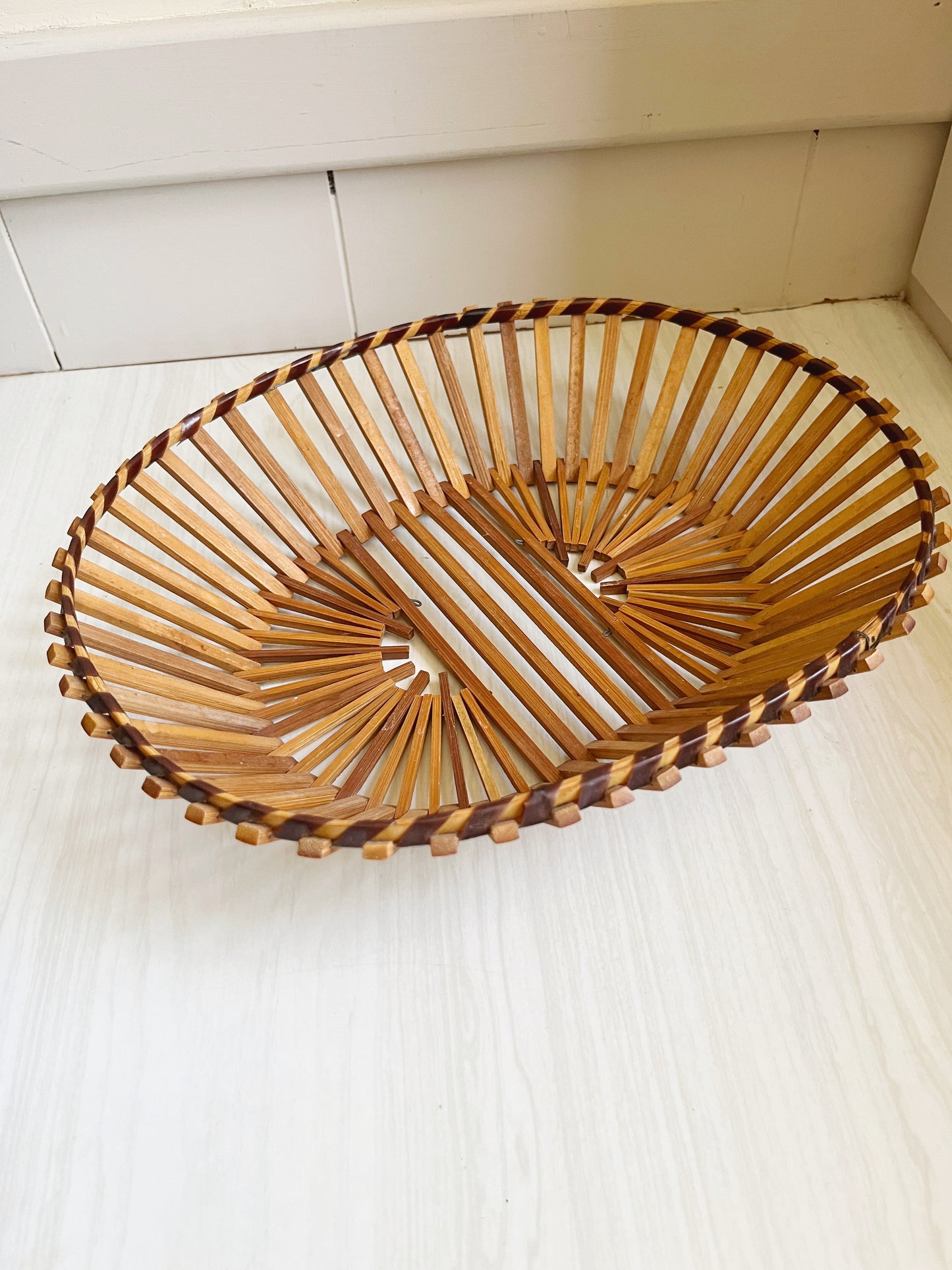 Midcentury Slatted Basket