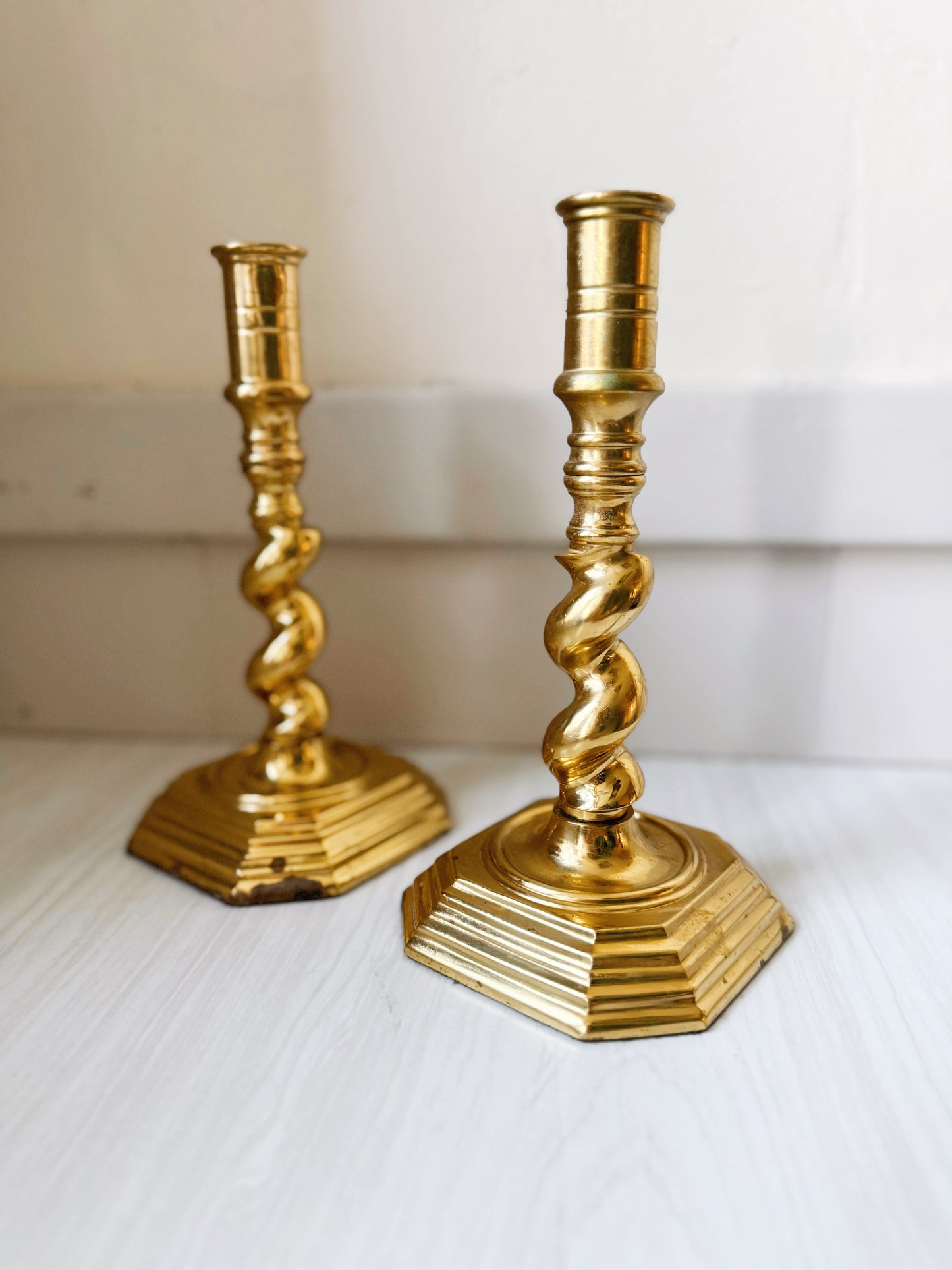 Twisty Brass Candlesticks
