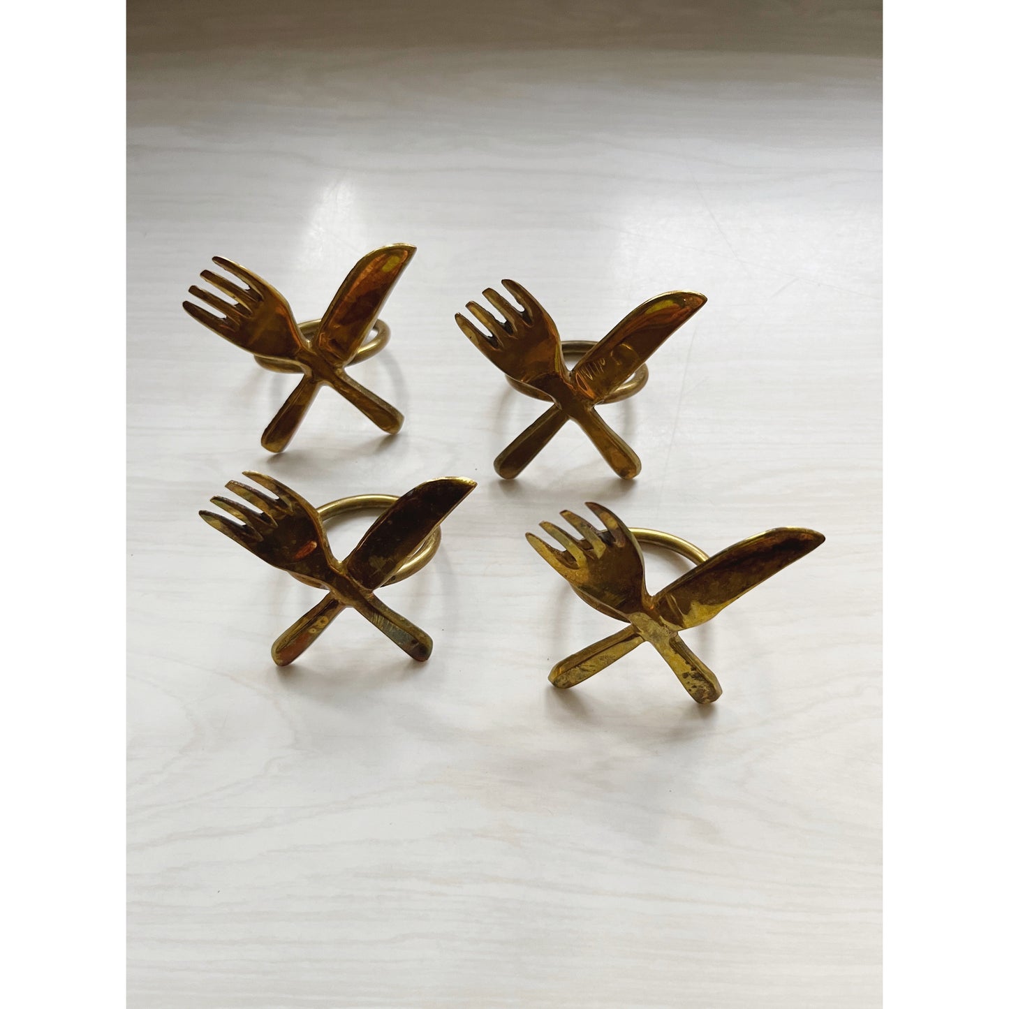Fork & Knife Brass Napkin Rings