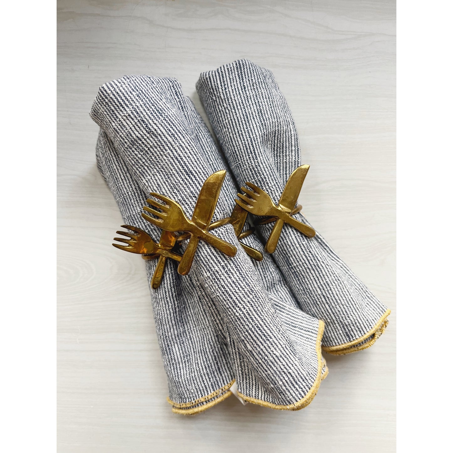 Fork & Knife Brass Napkin Rings