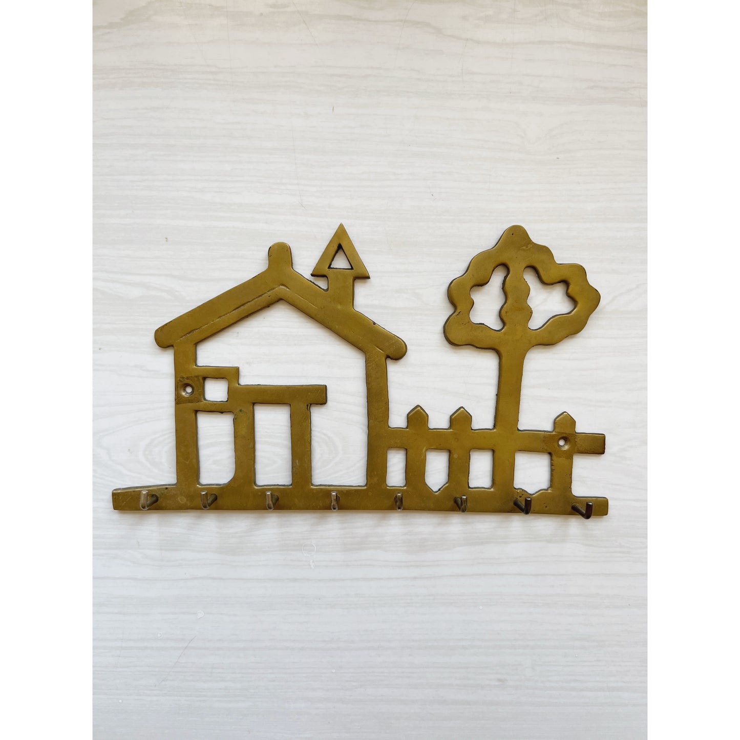 Brass House and Tree Key Hanger