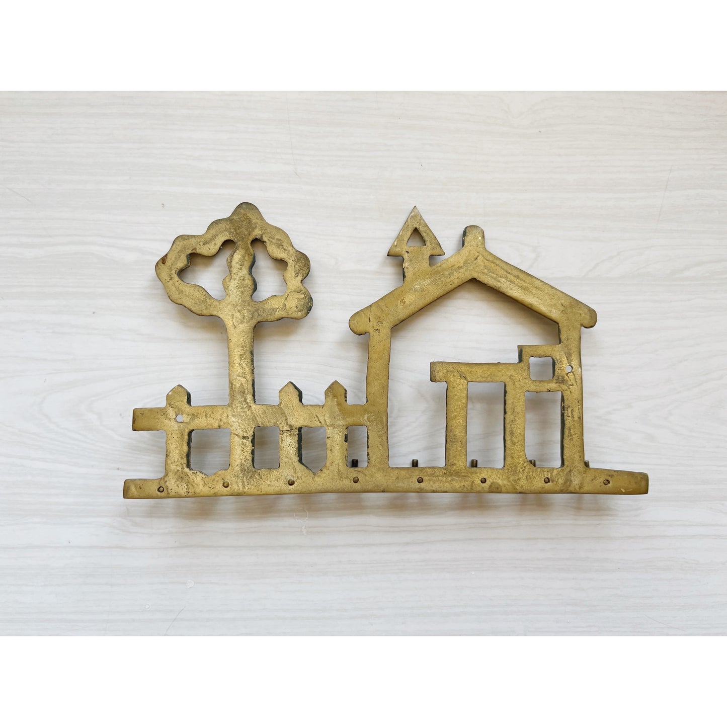 Brass House and Tree Key Hanger