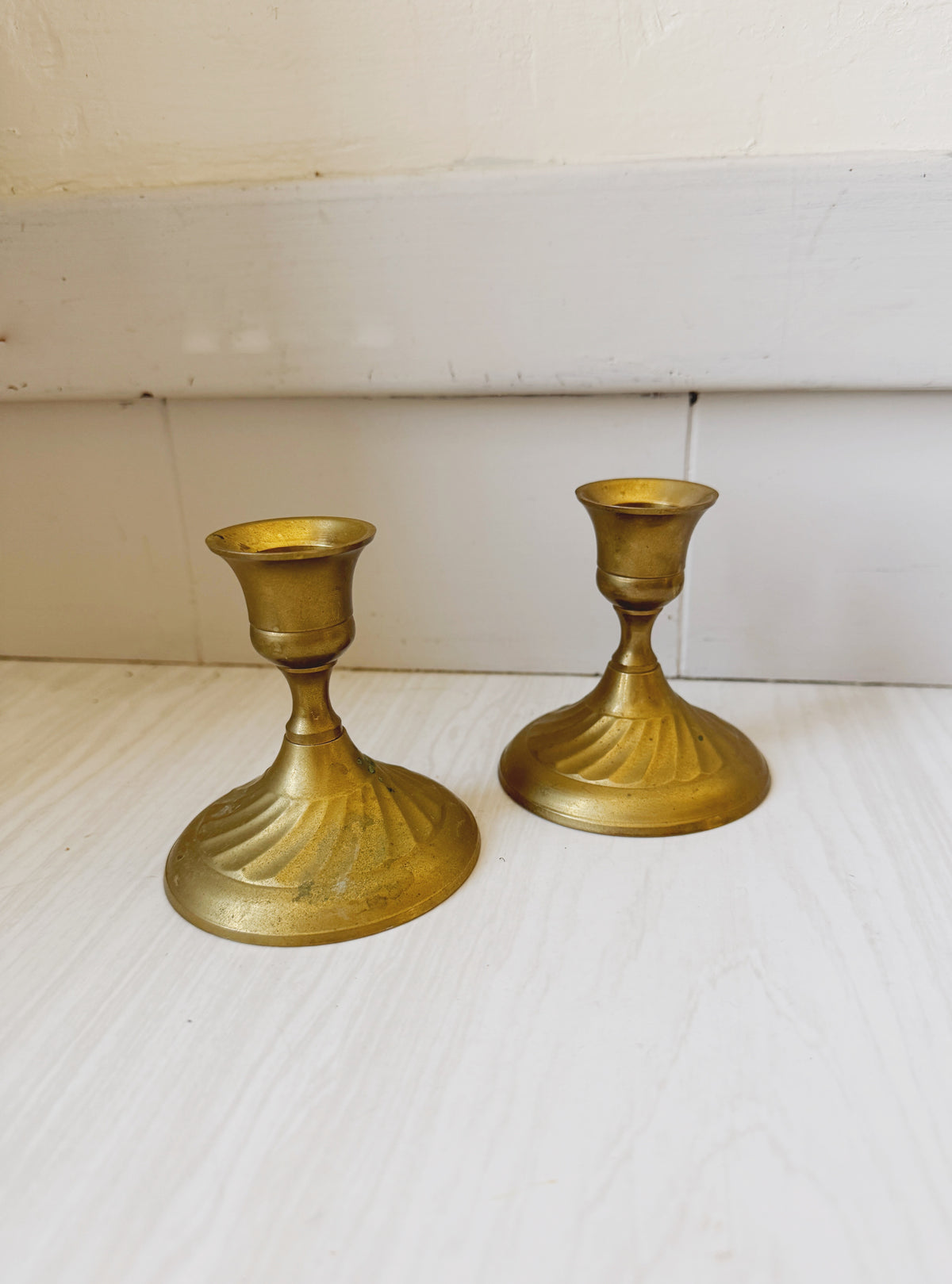 Set of 2 Brass Candleholders