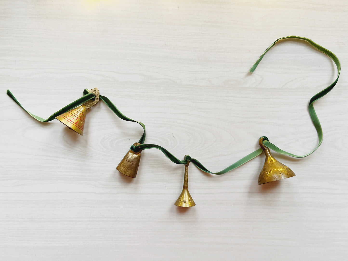 Set of 4 Etched Brass Bells