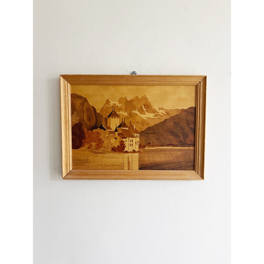 View of the Alps (Marquetry Artwork)