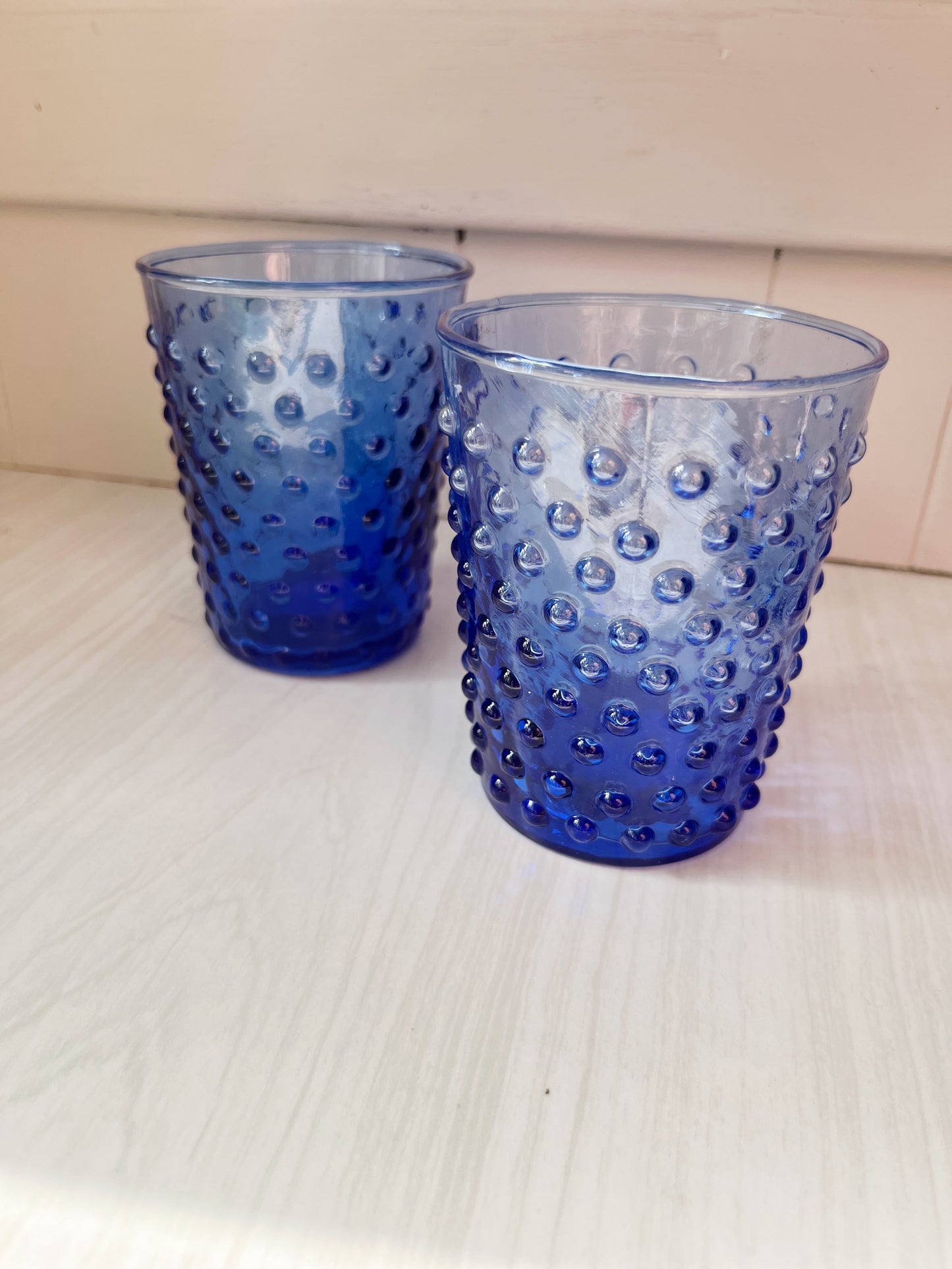 Blue Hobnail Tumblers