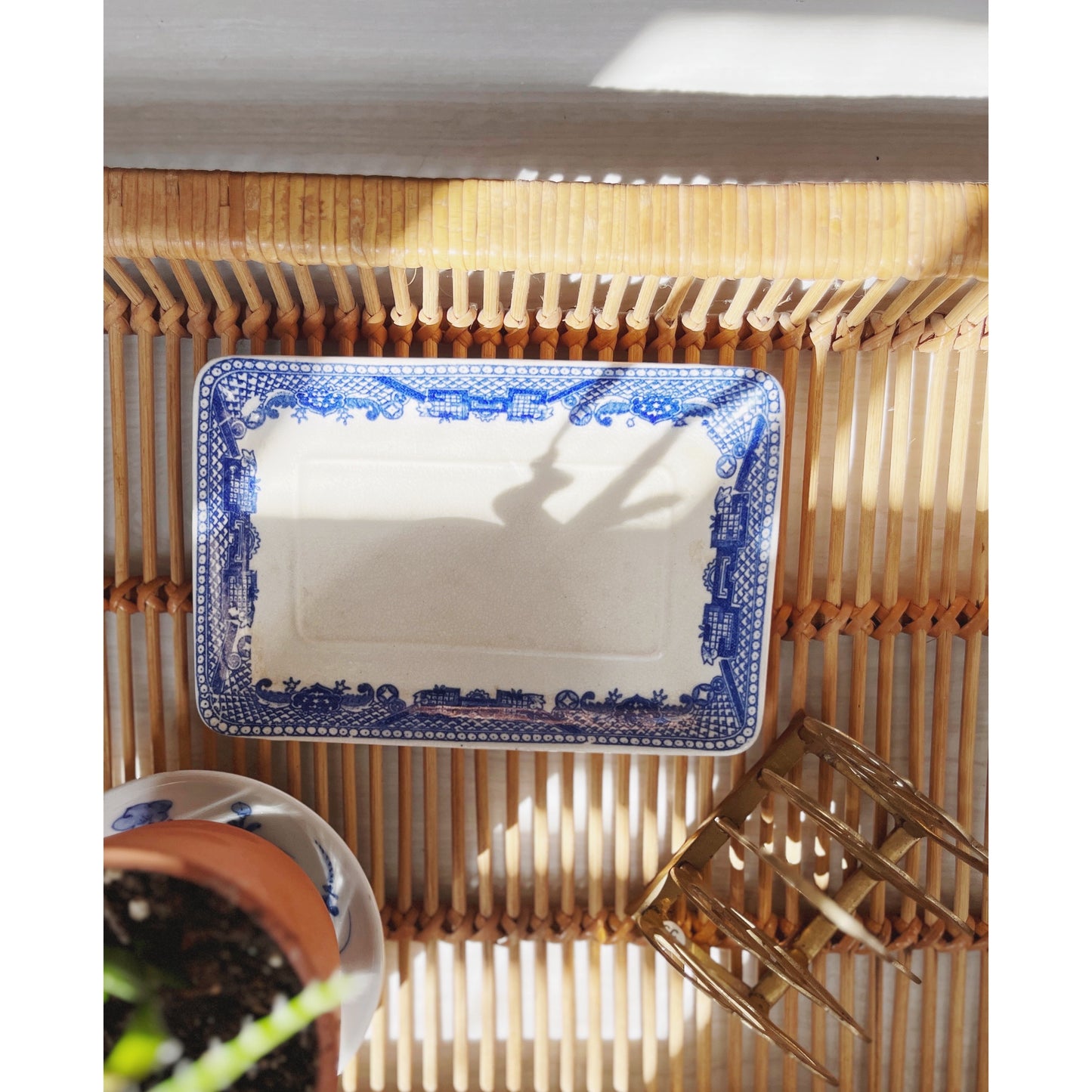 Blue & White Rectangular Tray