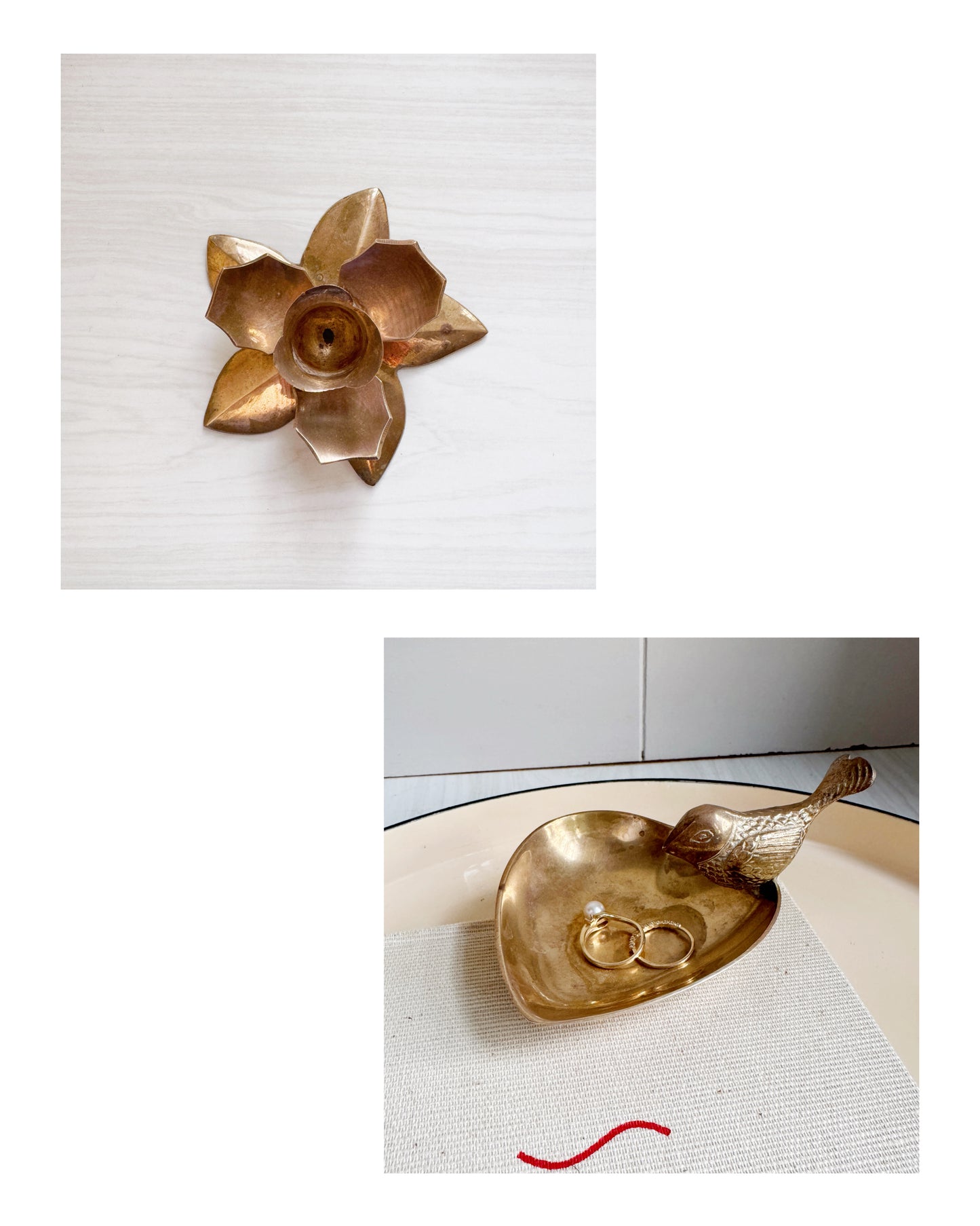 Custom Listing for Camille (Brass Lotus & Bird Dish)