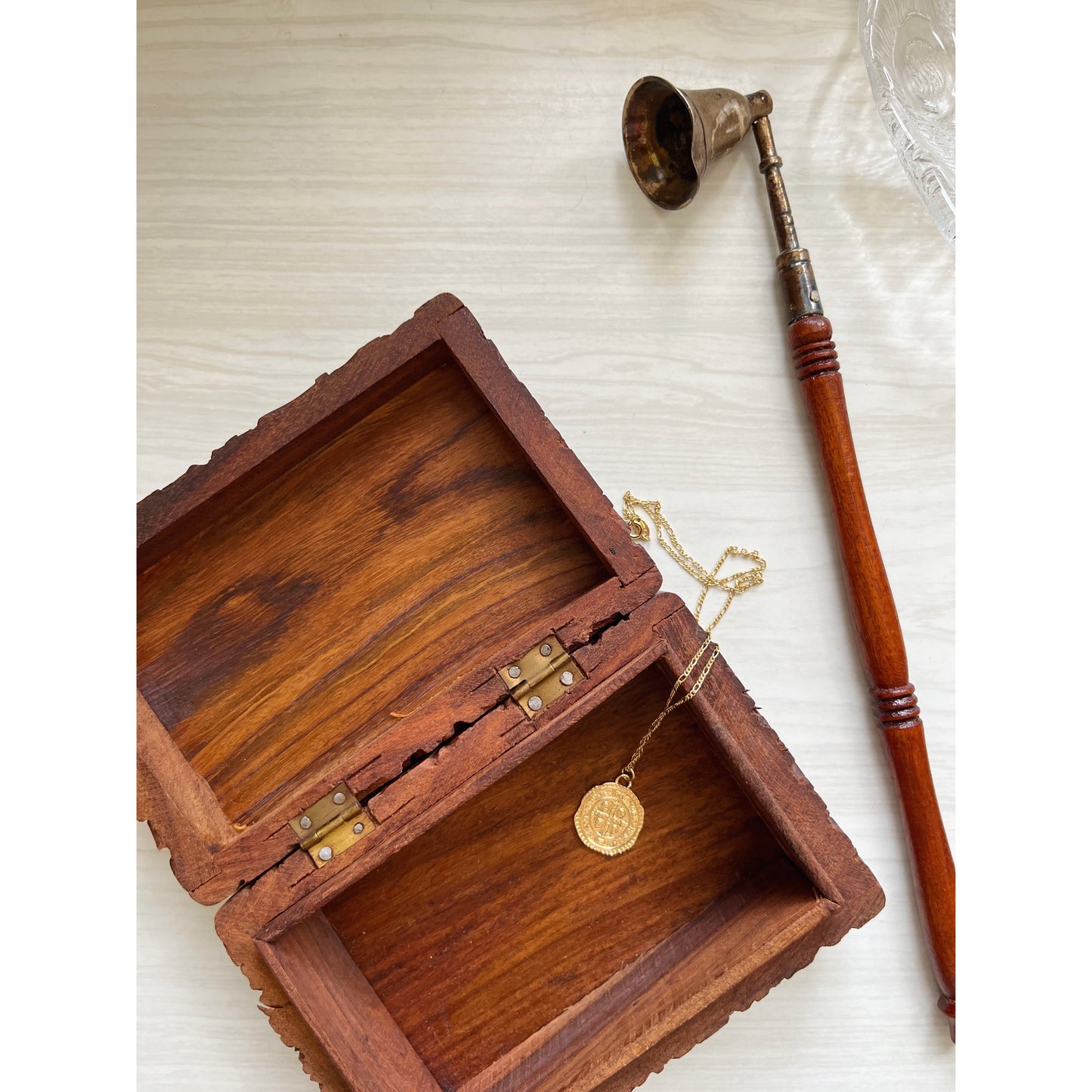 Wooden Box with Carved Floral Pattern