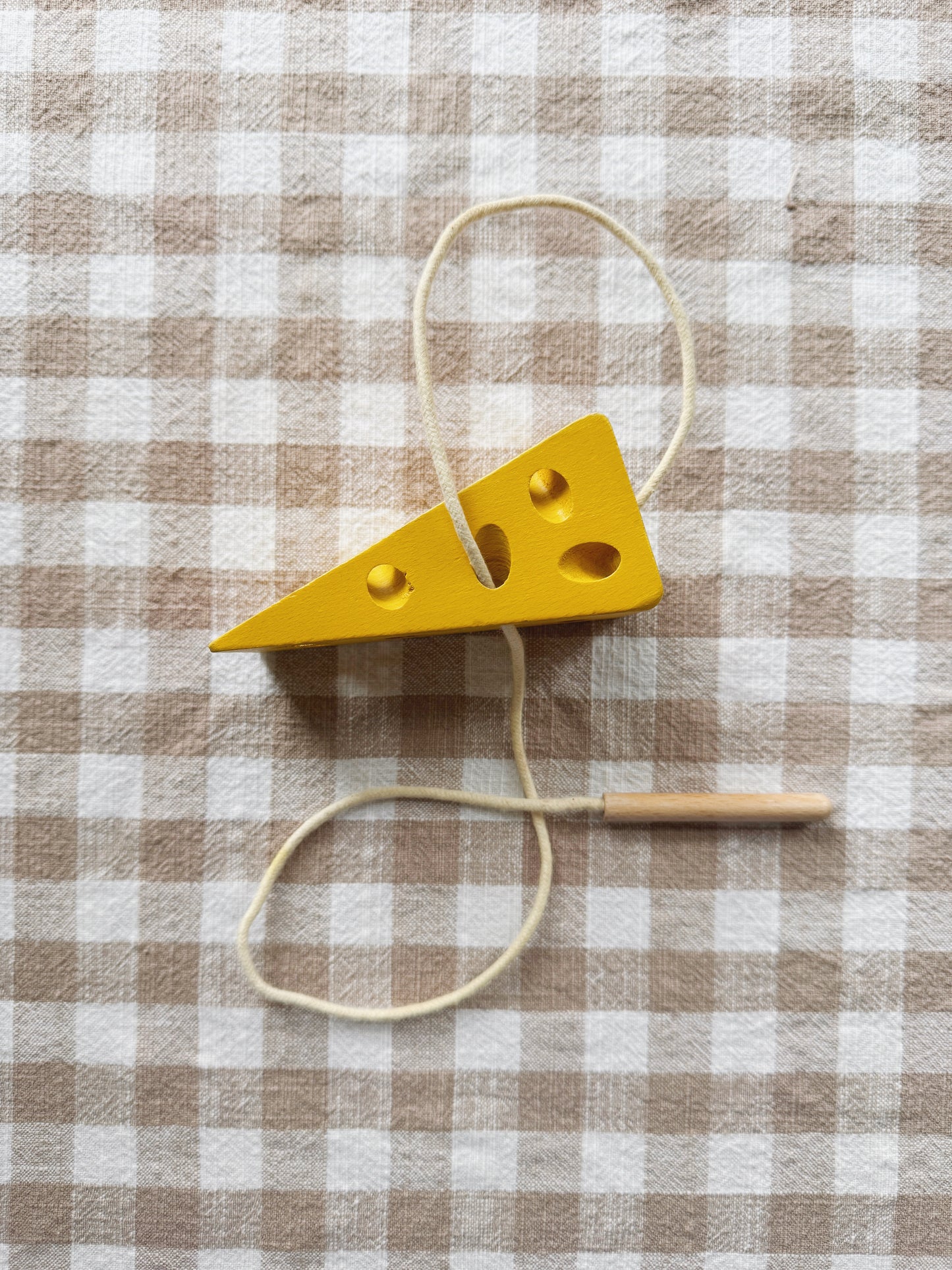 Wooden Cheese Lacing Toy