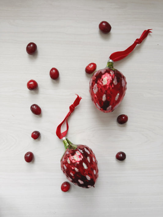 Czech Glass Strawberry Ornaments