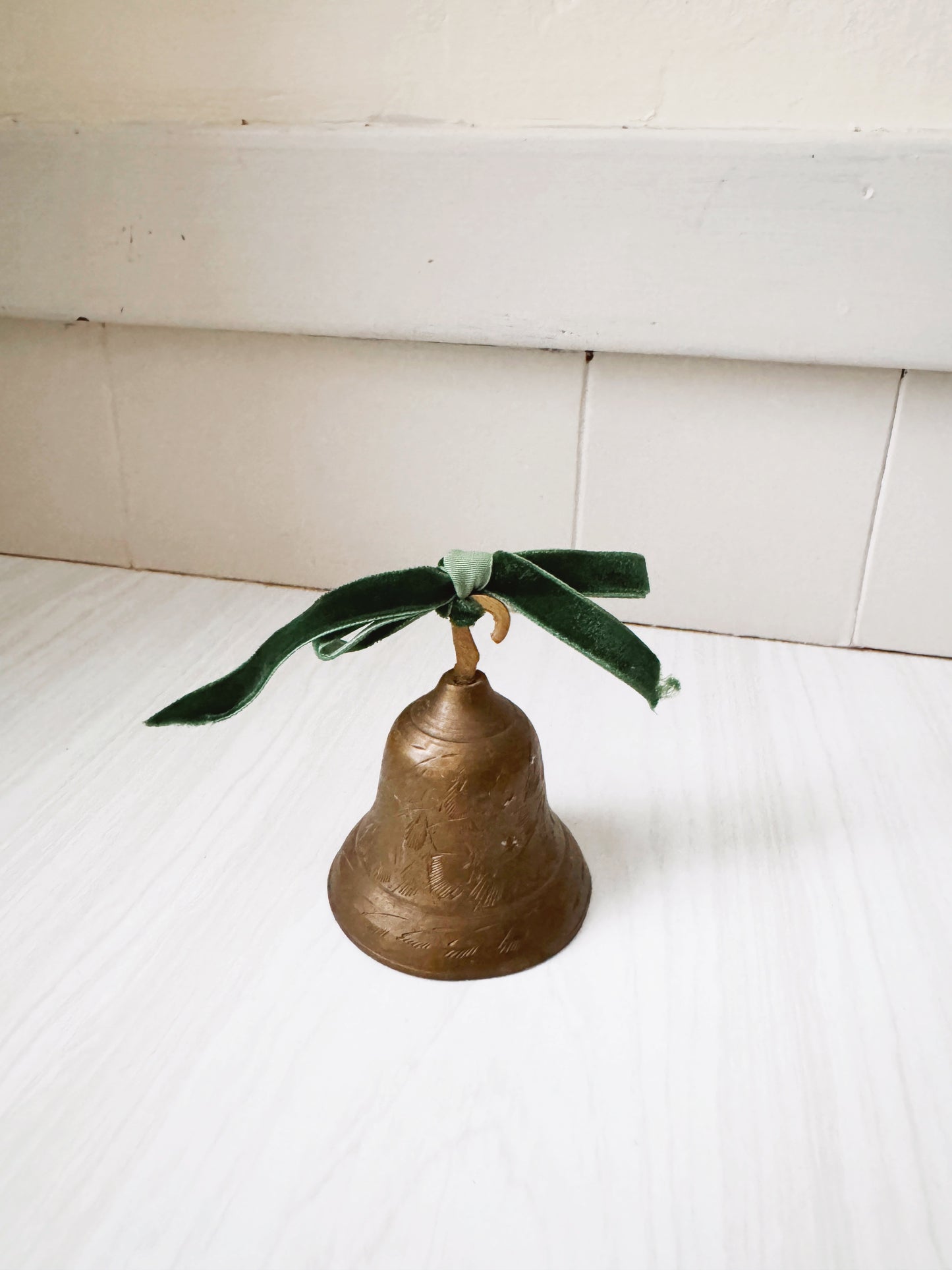 Etched Brass Bell with Bow