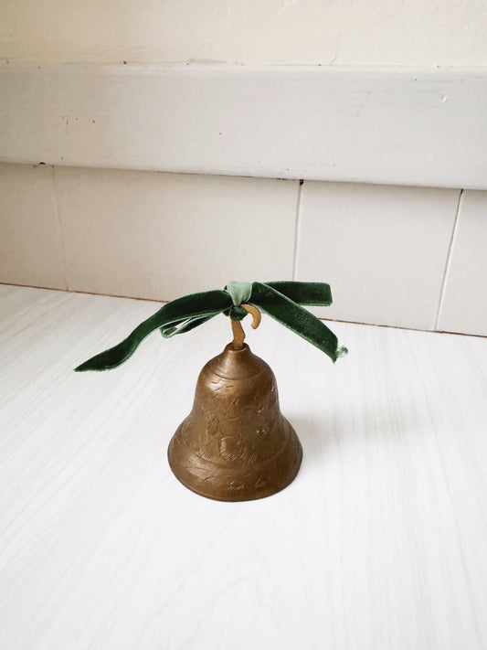 Etched Brass Bell with Bow
