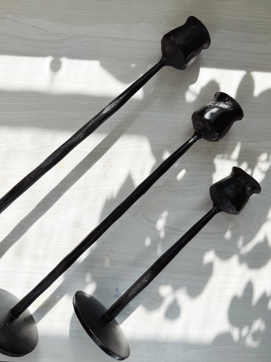 Forged Iron Candleholders (Set of 3)