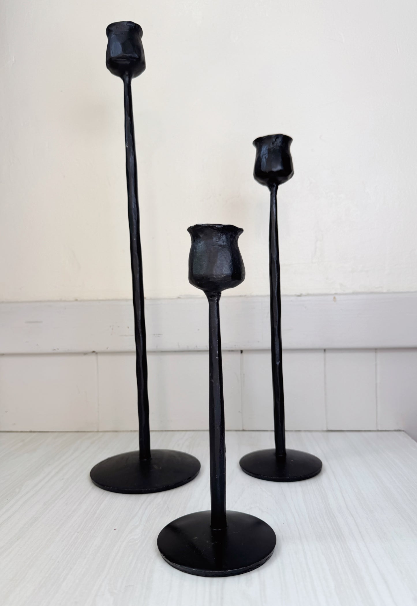 Forged Iron Candleholders (Set of 3)