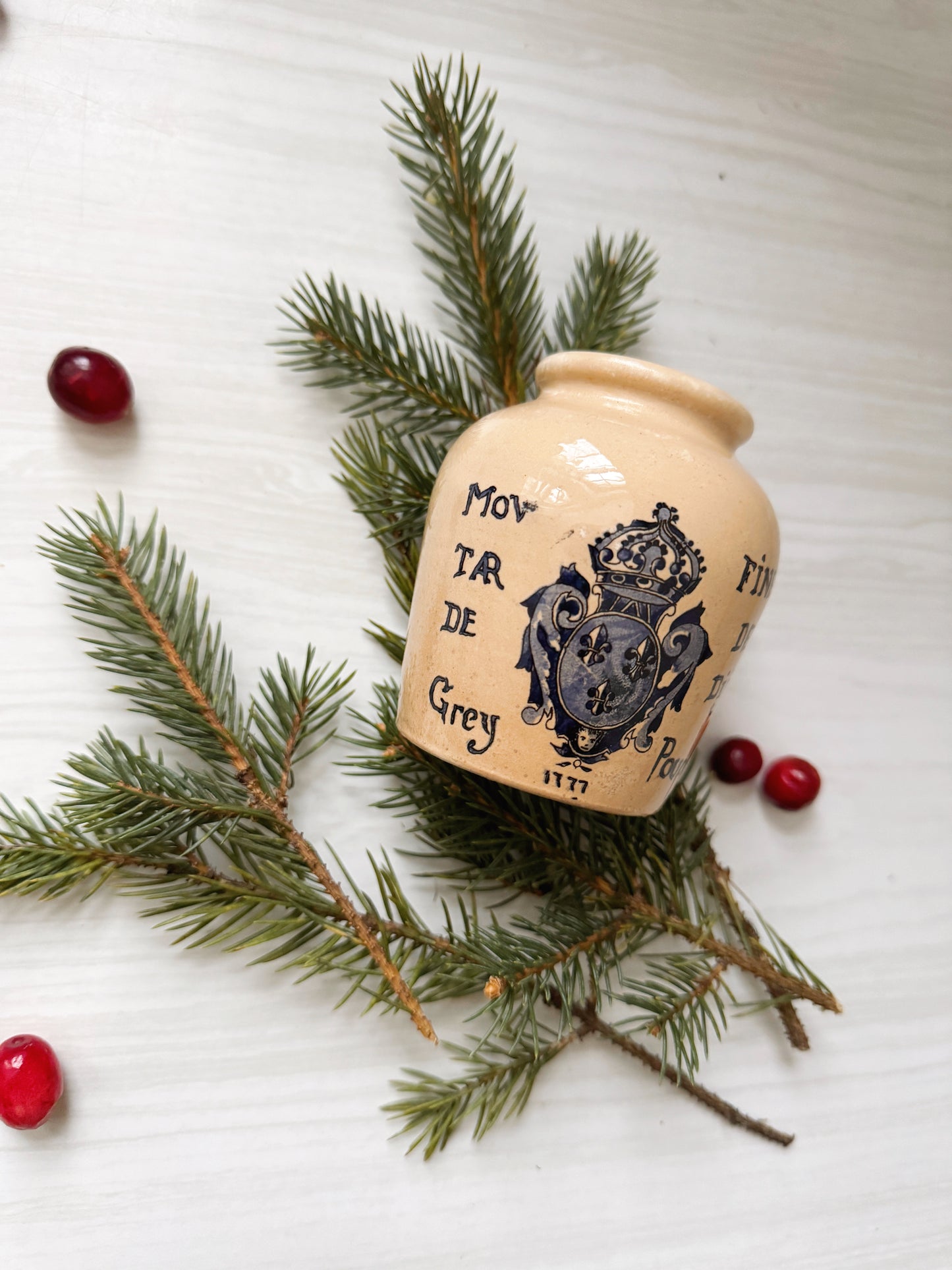 Vintage French Ceramic Grey Poupon Jar