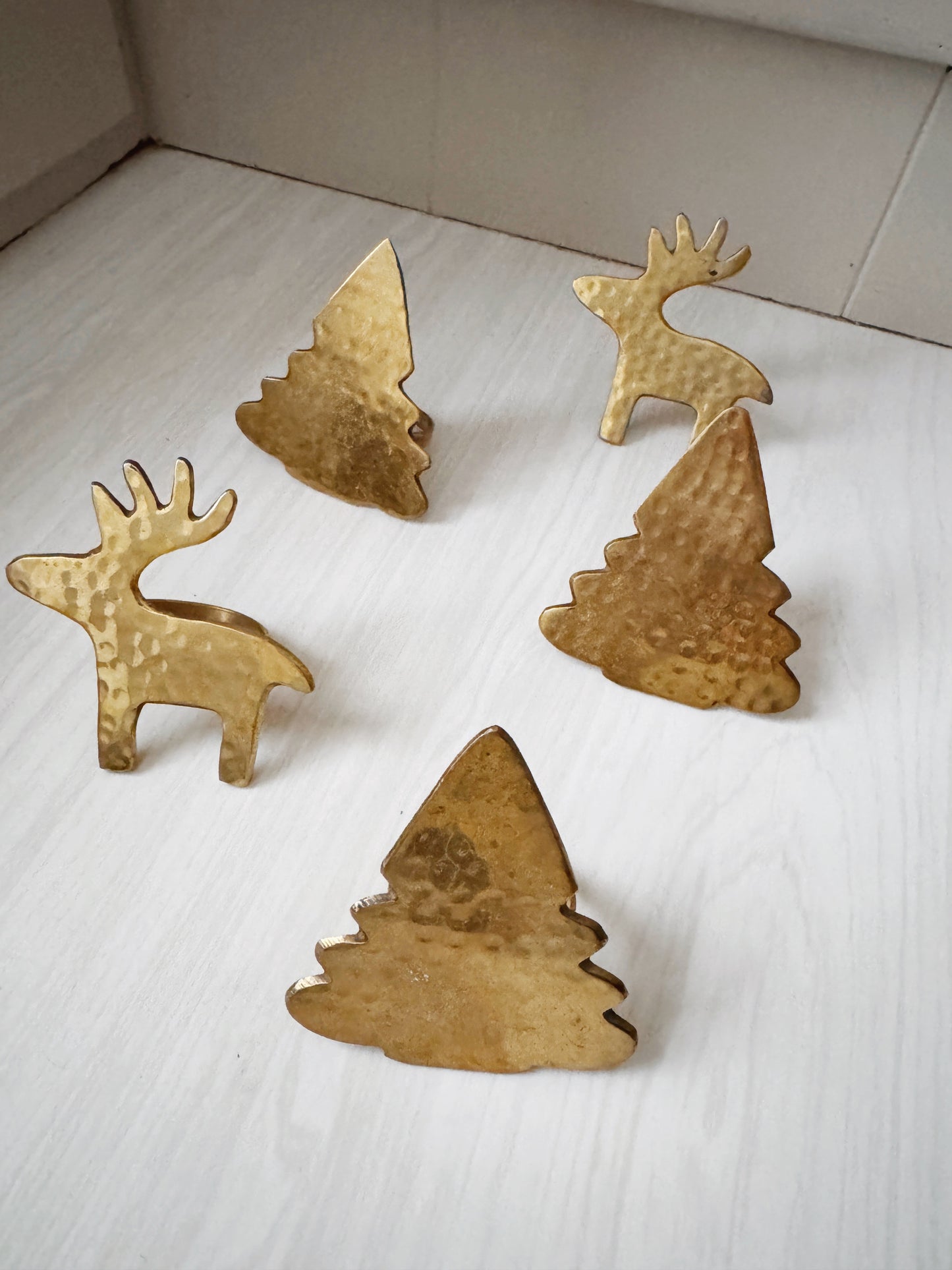 Hammered Brass Napkin Rings