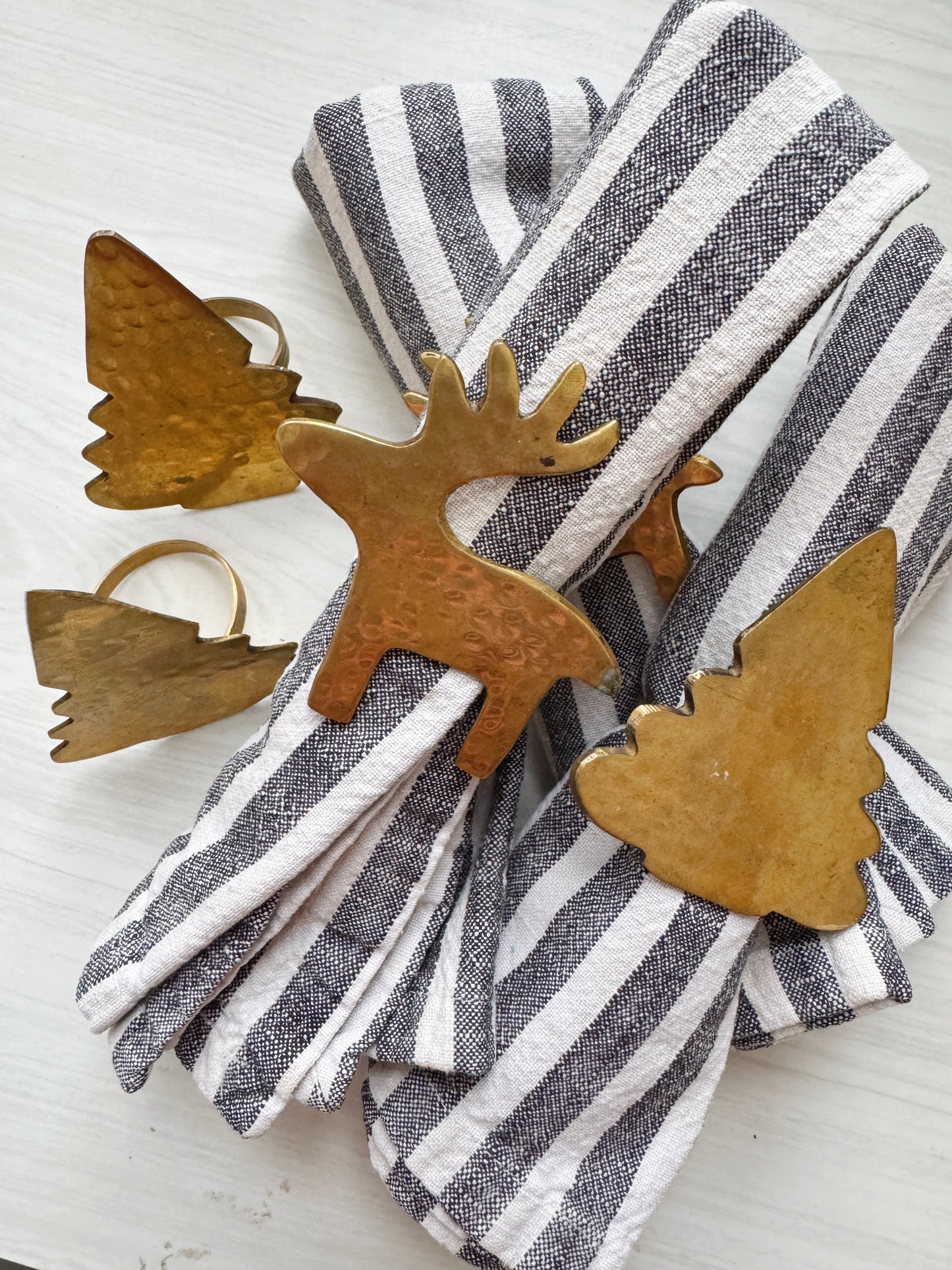 Hammered Brass Napkin Rings