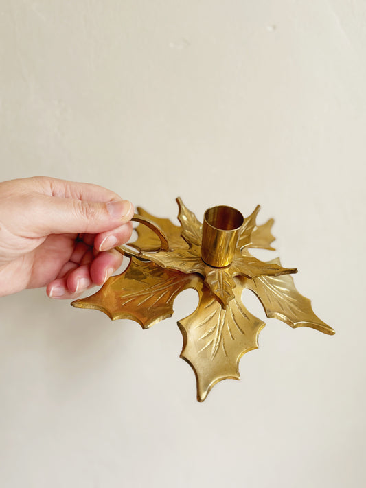 Brass Holly Candleholder