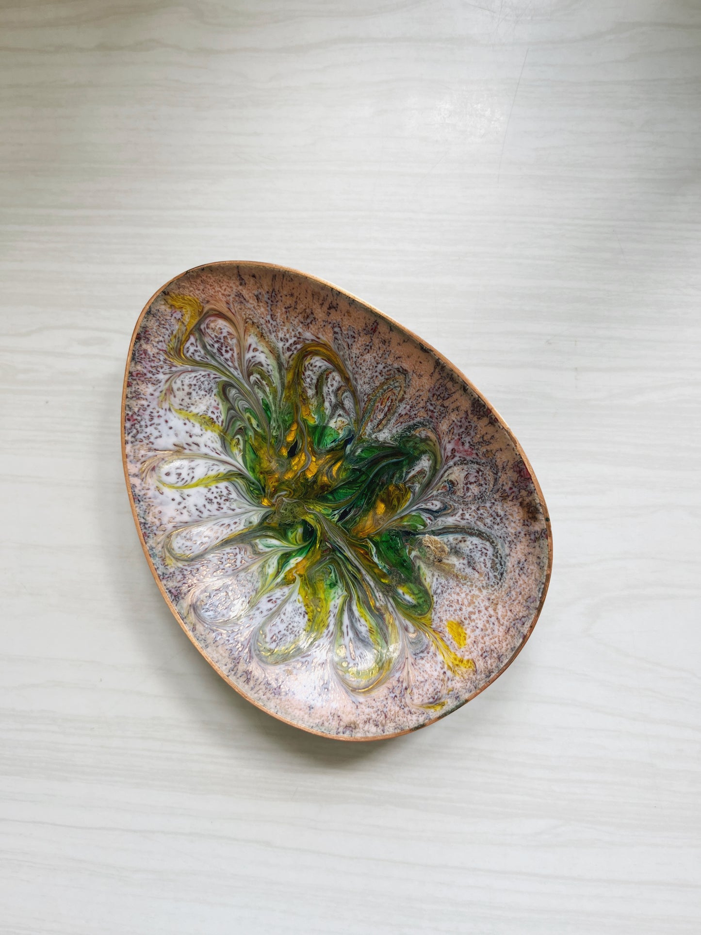 Midcentury Copper Enamel Dish