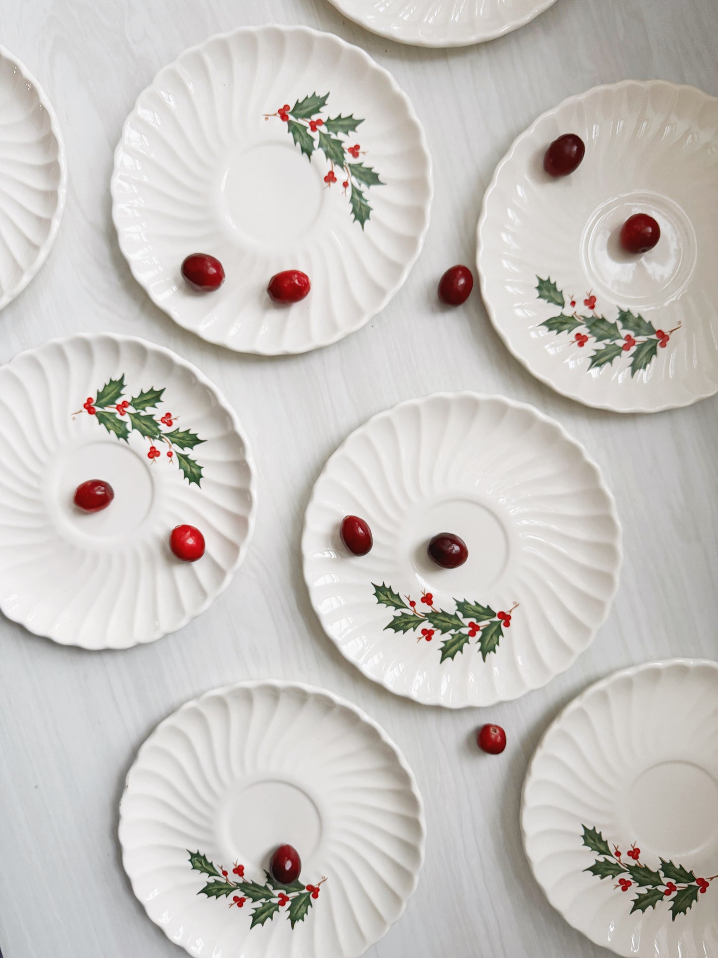 Holly Sprig Dessert Plates
