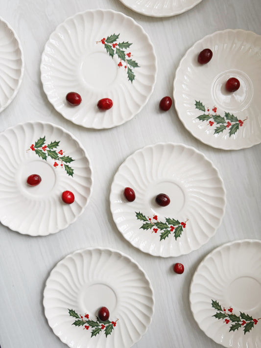 Holly Sprig Dessert Plates