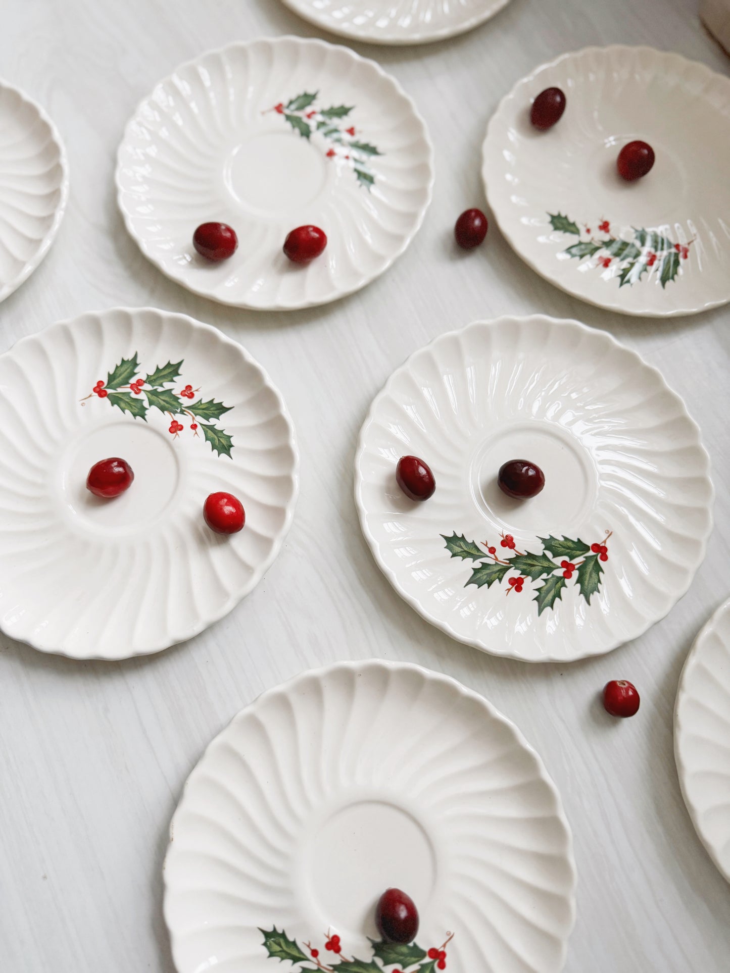 Holly Sprig Dessert Plates