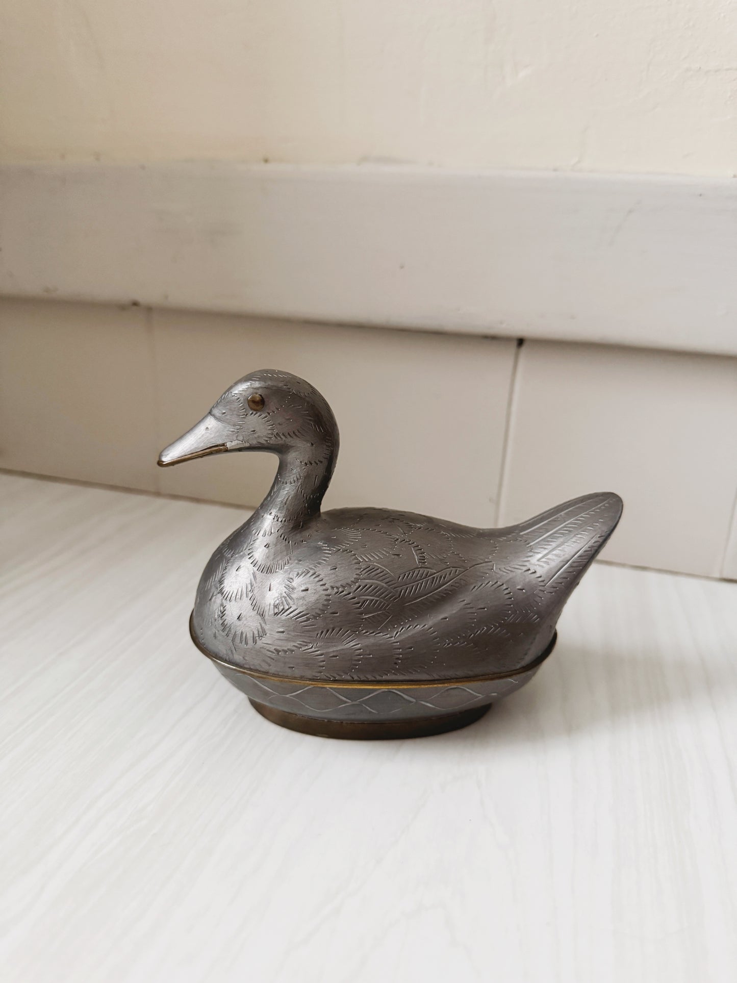 Pewter Duck Lidded Box