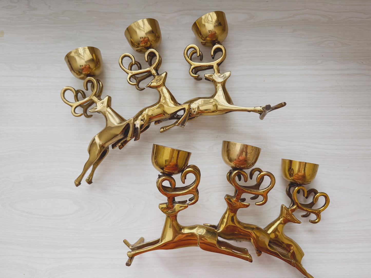 Brass Reindeer Tea Light Candleholders