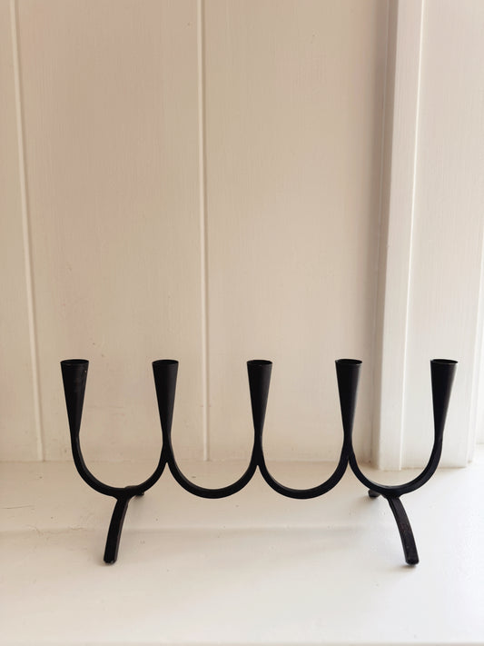 Midcentury Forged Iron Candleholder