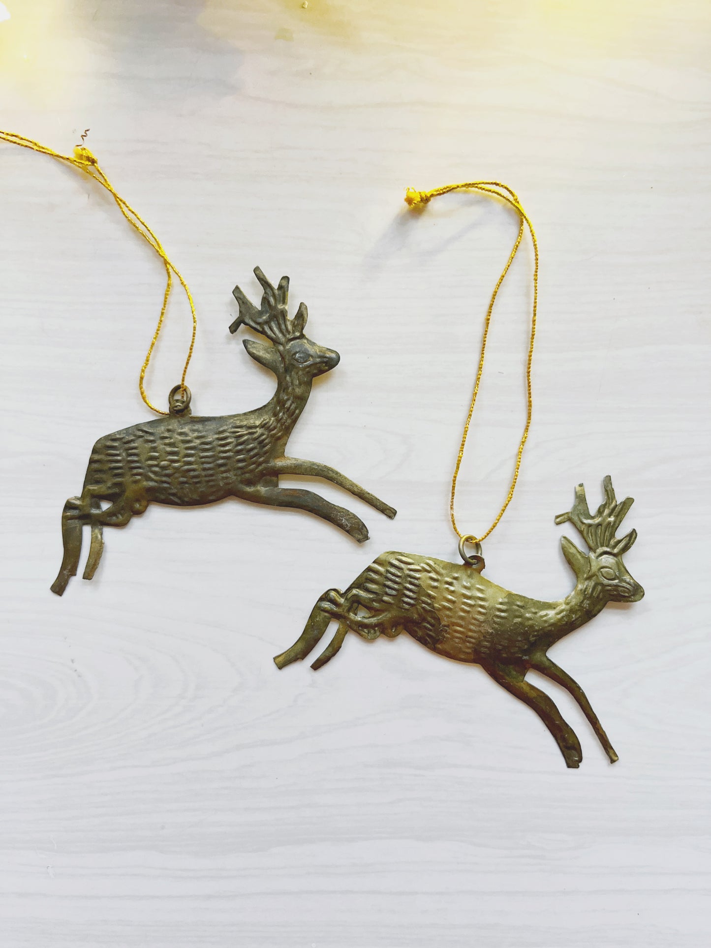 Set of 2 Metal Reindeer Ornaments